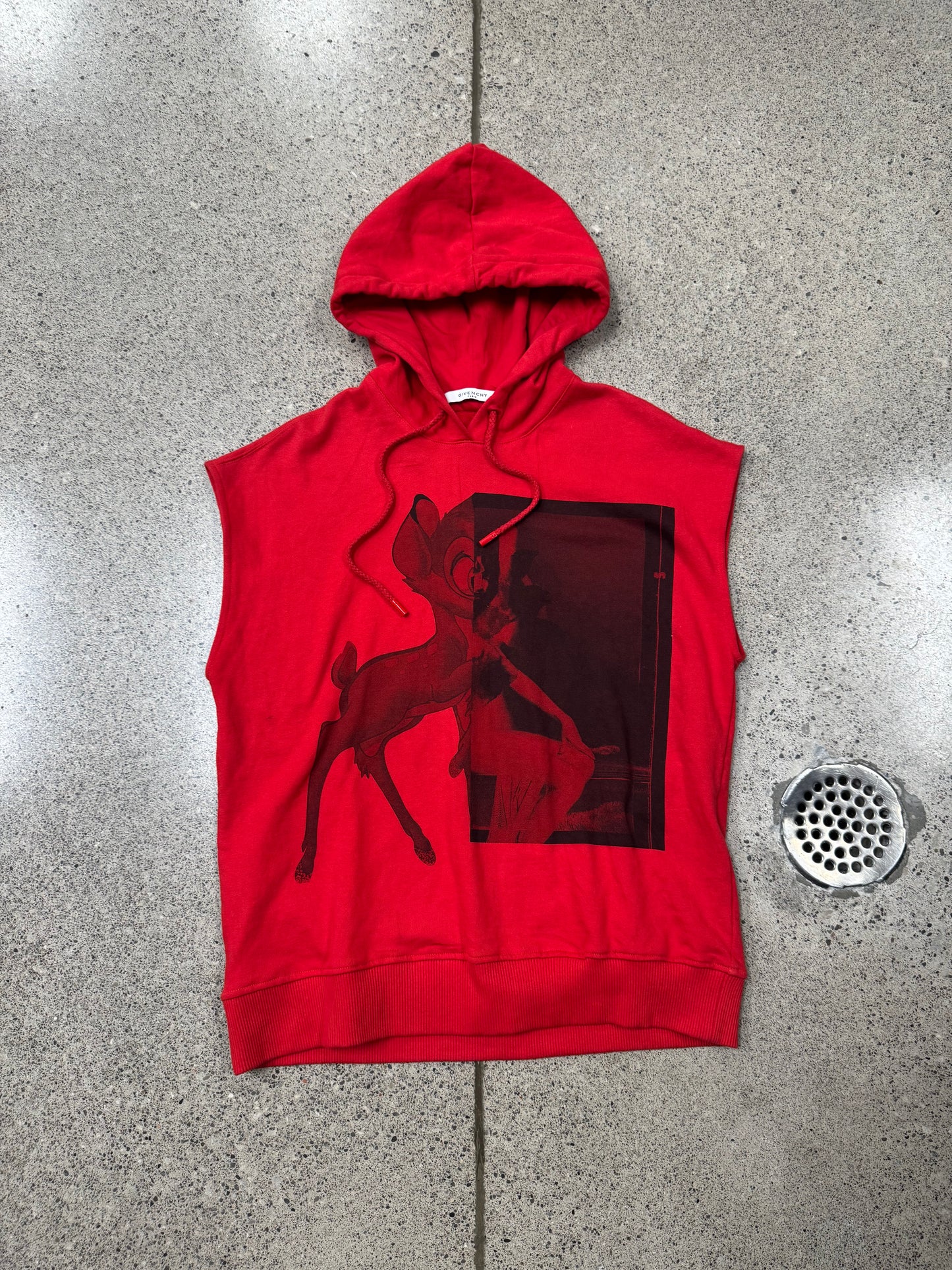 2017 Givenchy ‘Bambi’ Red Cutoff Pullover Hoodie