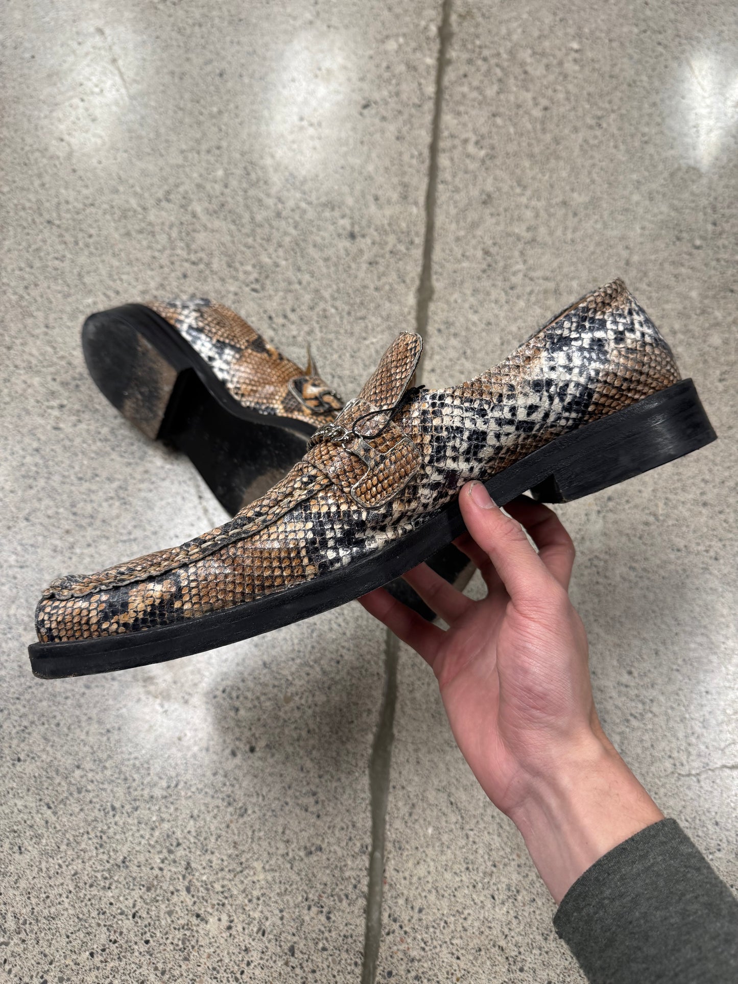 Martine Rose ‘Snakeskin’ Square Toe Leather Loafers