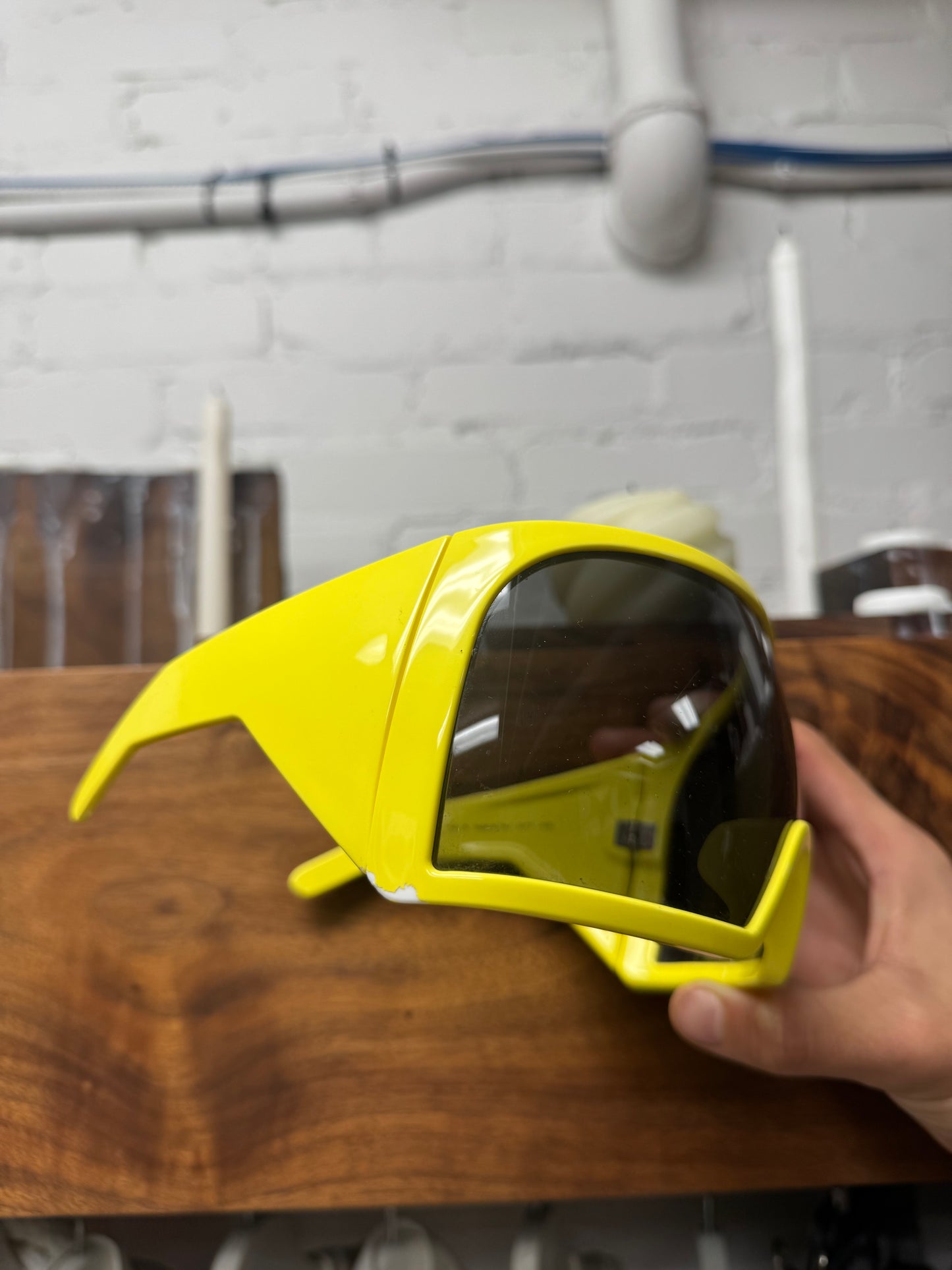Rick Owens ‘Kreister’ Yellow Shield Visor Sunglasses