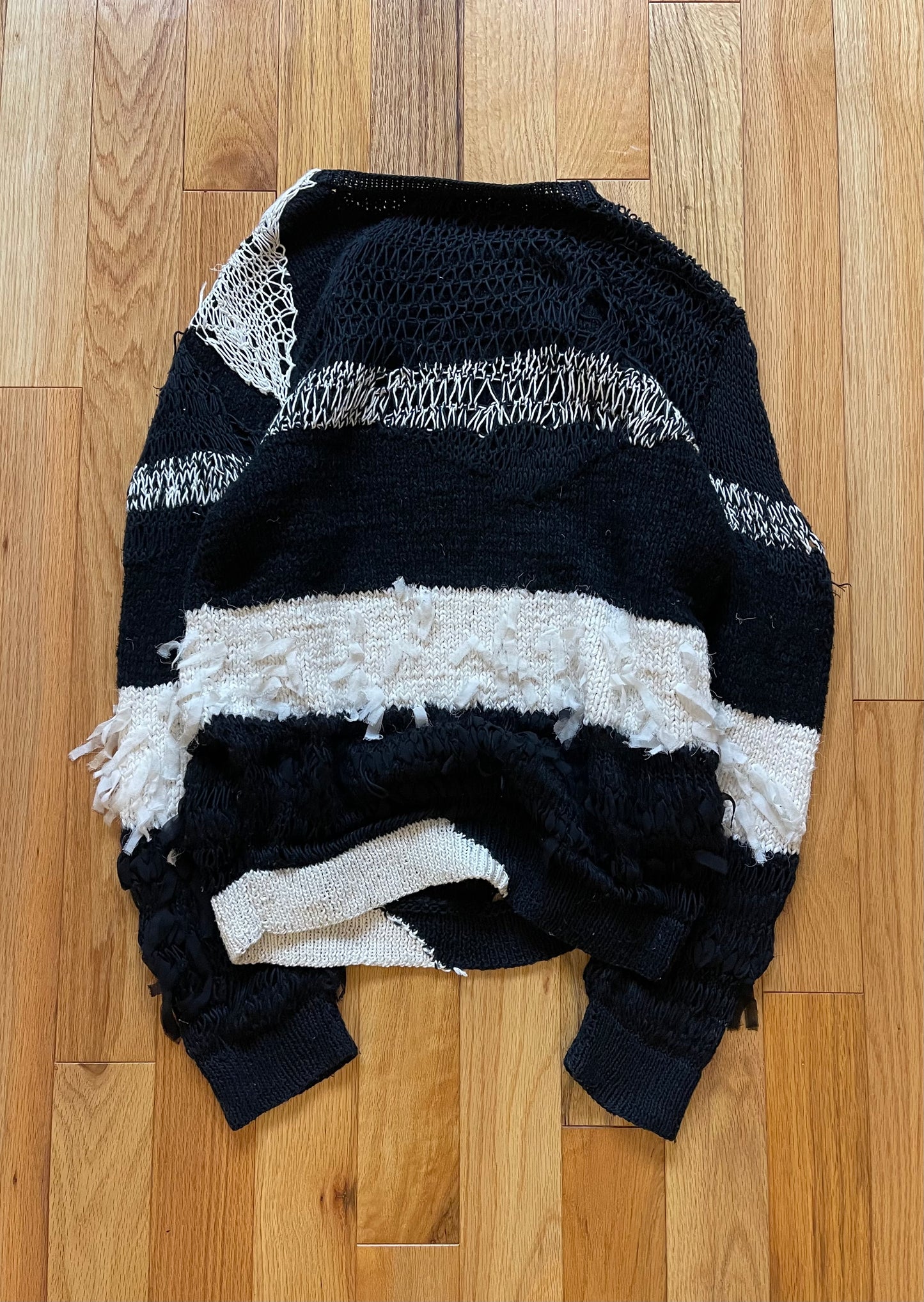 Ann Demeulemeester Loose Gauge Ribbon Striped Sweater