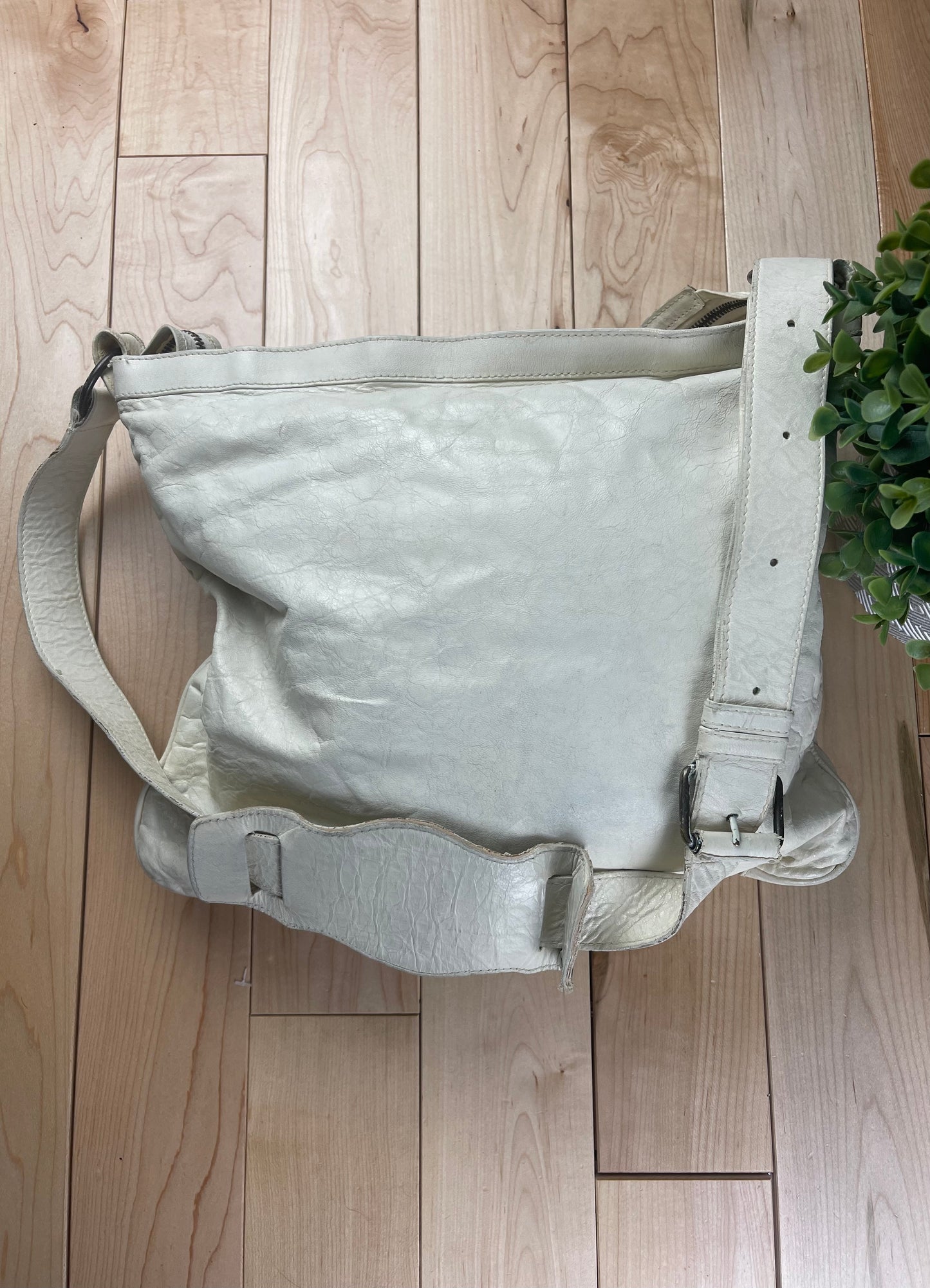 Balenciaga Crossbody Long Strap White Leather Bag