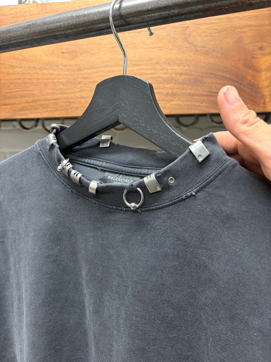 AW2024 Balenciaga ‘Piercing’ Black Oversized T-Shirt