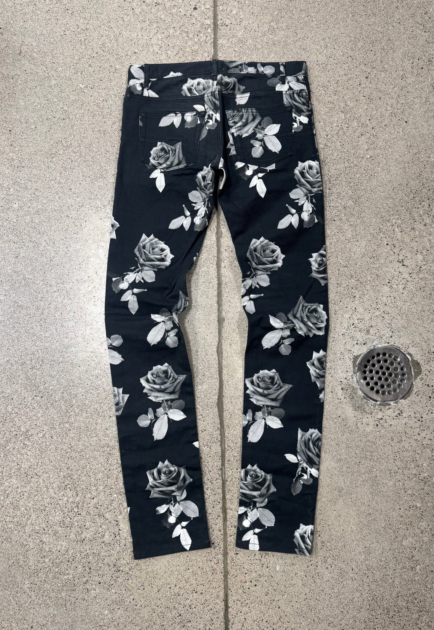 SS2018 Dior Homme ‘Rose Print’ Unaltered Black Skinny Denim