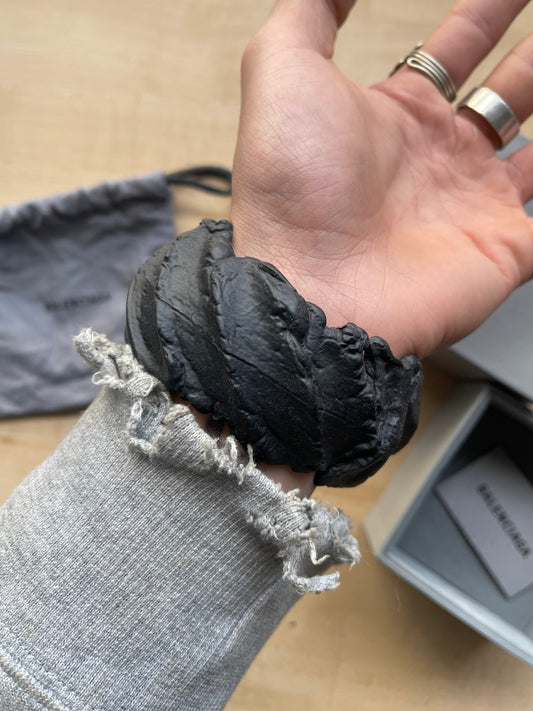 FW2022 Balenciaga ‘Tyre’ Melted Rubber Black Bangle Bracelet