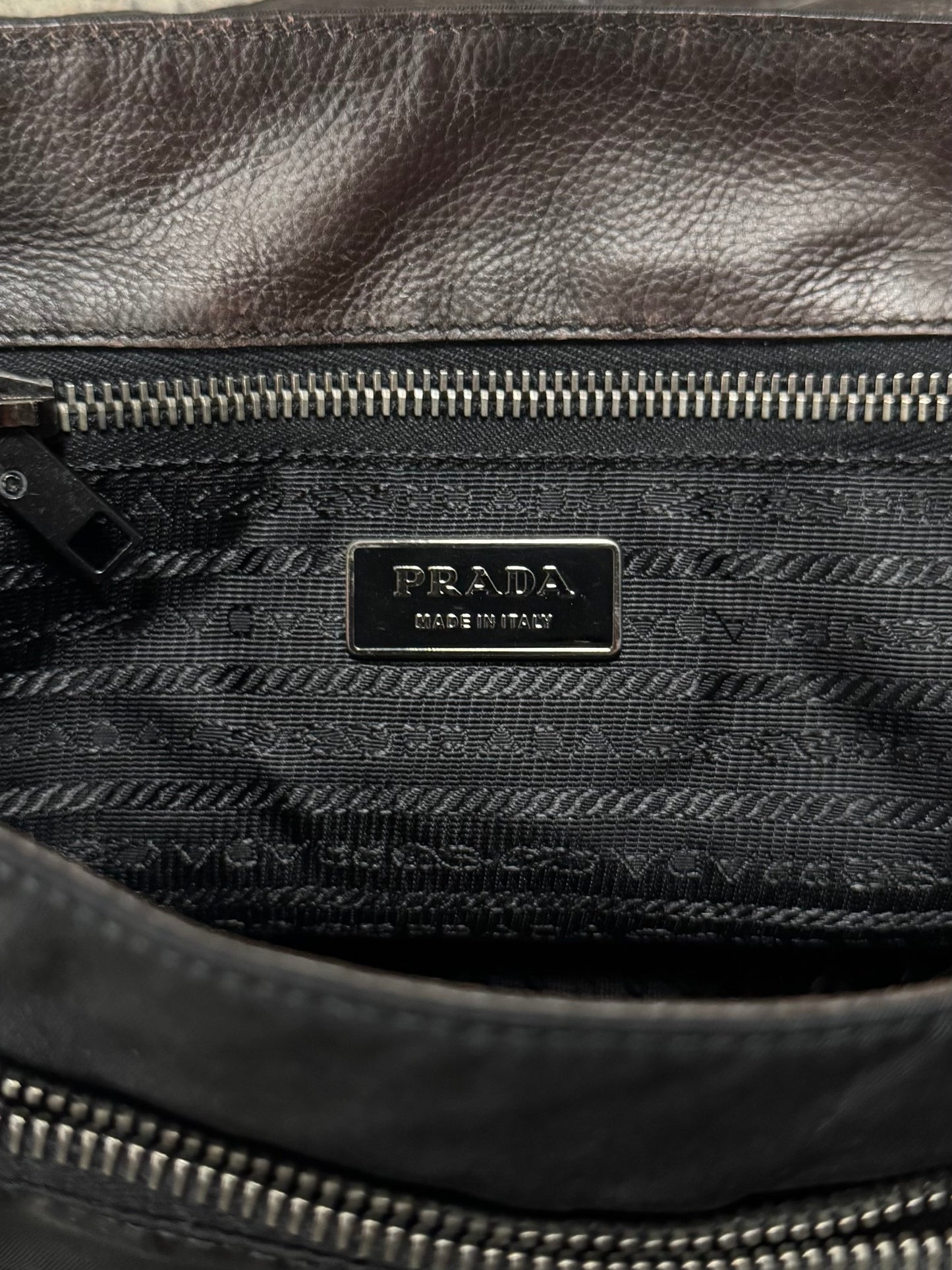 Prada Studded Brown Leather Crossbody Bag