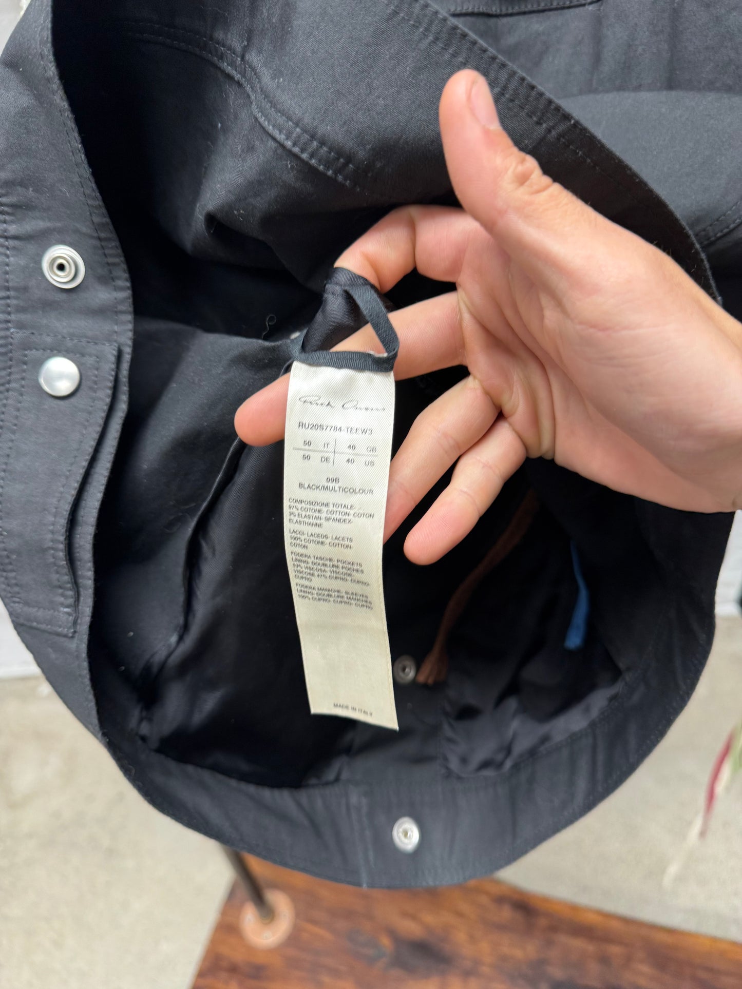 SS2020 Rick Owens ‘Tecuatl’ Megalace Black Trucker Jacket
