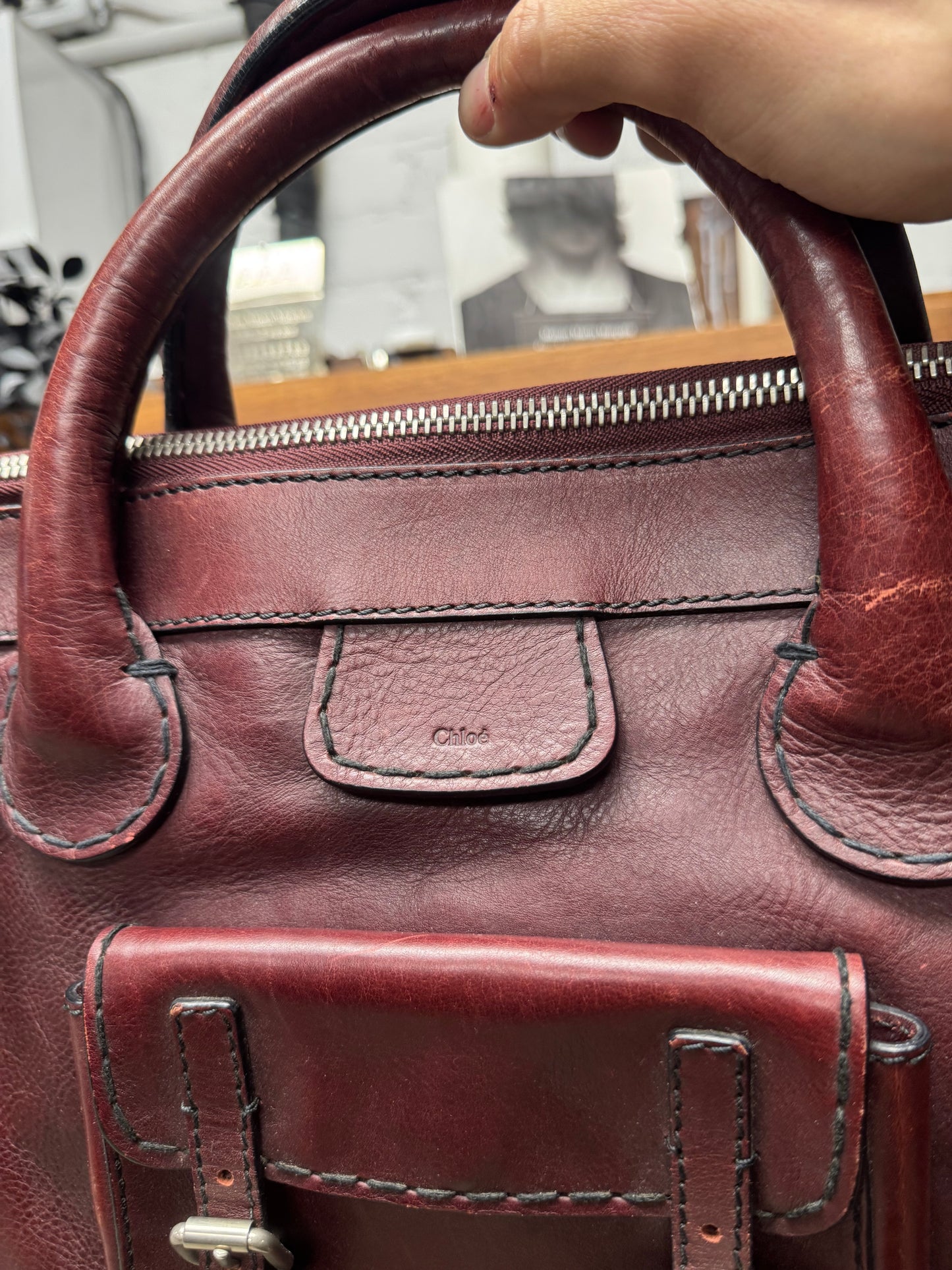 Chloe ‘Edith’ Oxblood Red Leather Top Handle Bag