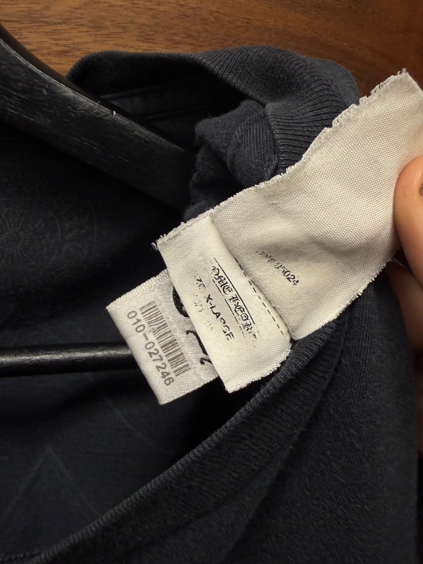 Vintage 90s Chrome Hearts ‘Jarvis Skull’ Flag Graphic Faded Black T-Shirt