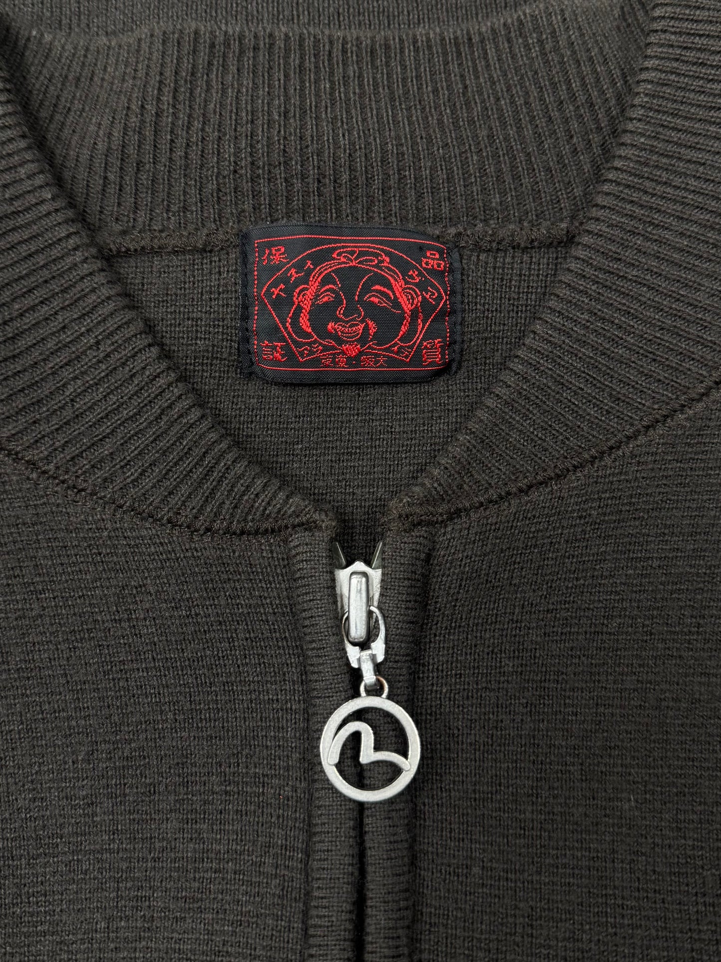 Evisu ‘Gull Logo’ Brown Zip Up Cardigan