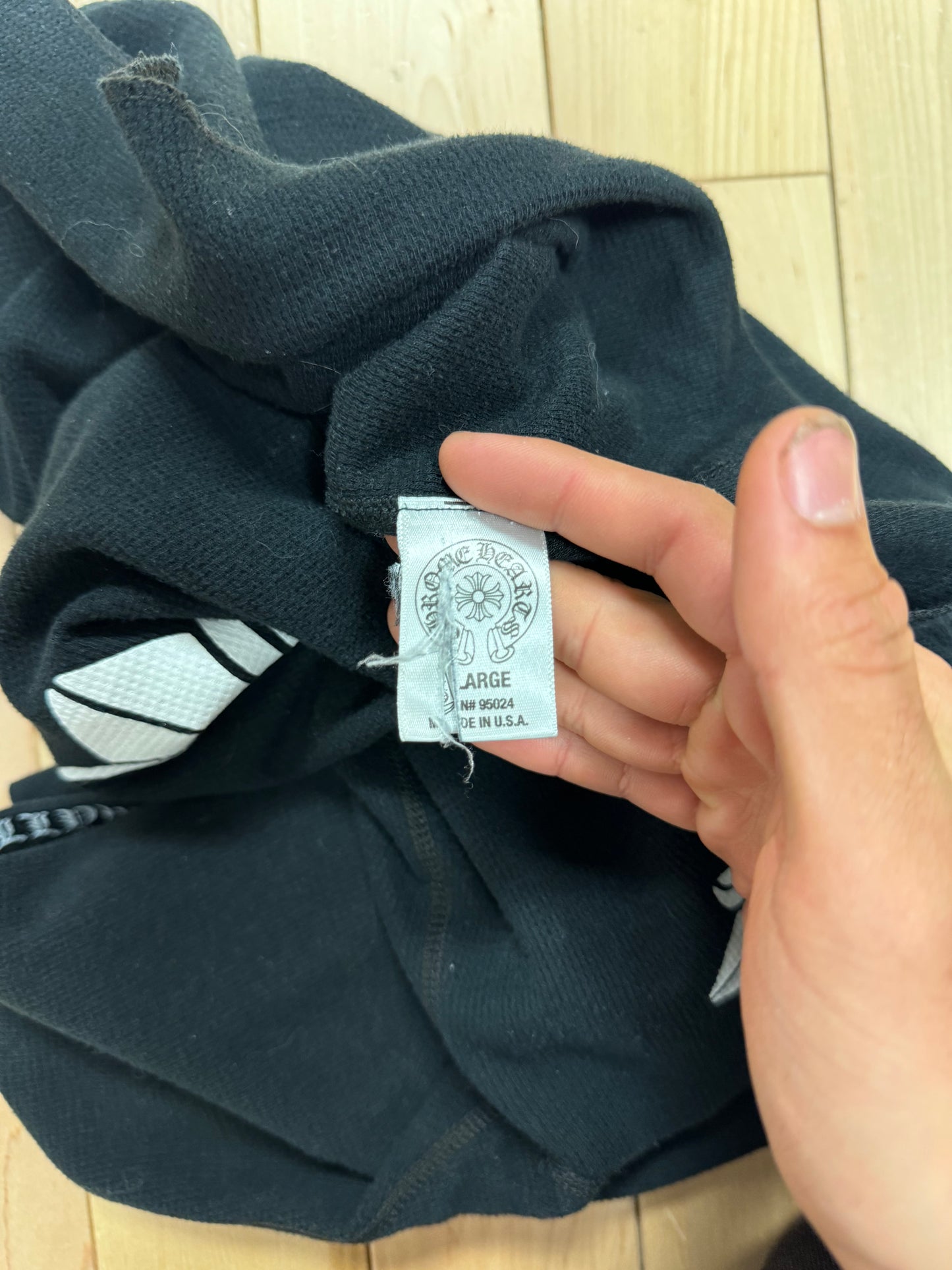 Chrome Hearts ‘Fleur’ Cross Black Waffle Knit Long Sleeve