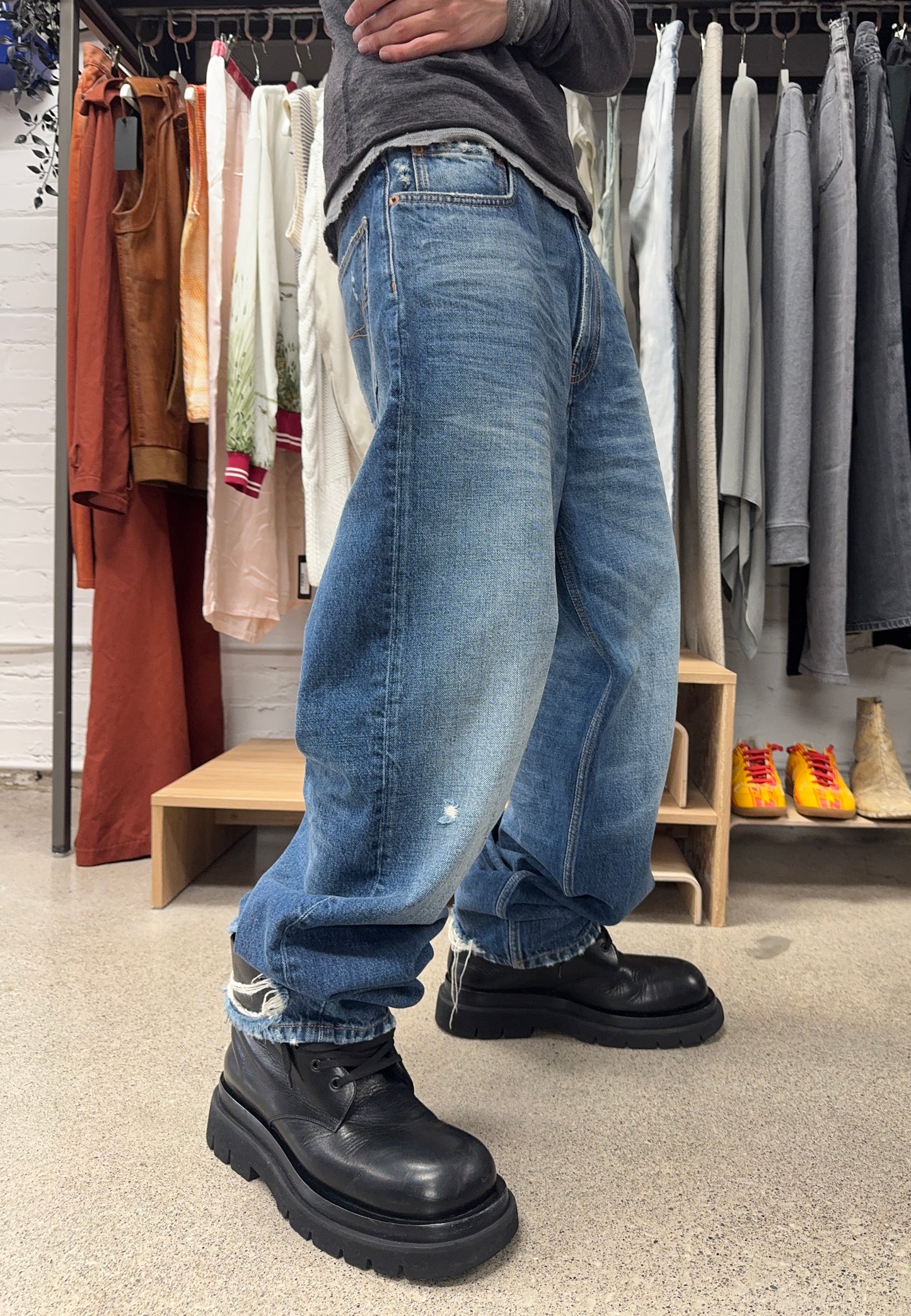 2021 Balenciaga Blue Washed Heel Bite Denim