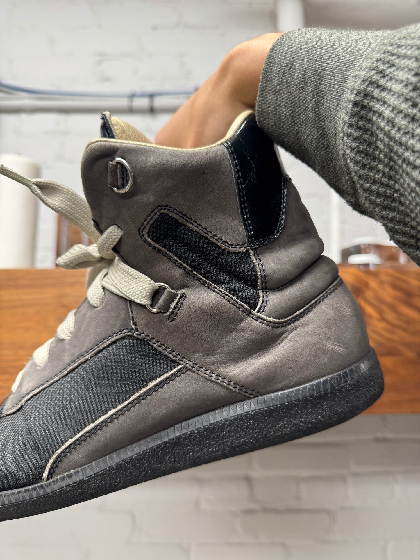 Maison Margiela ‘Sherman’ Leather/Canvas High Top Sneakers