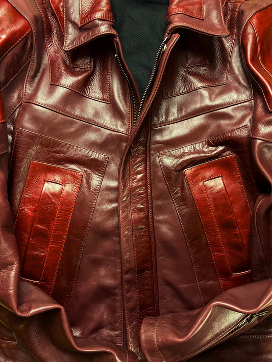 AW2008 Artisanal Maison Margiela Red Panel Leather Jacket
