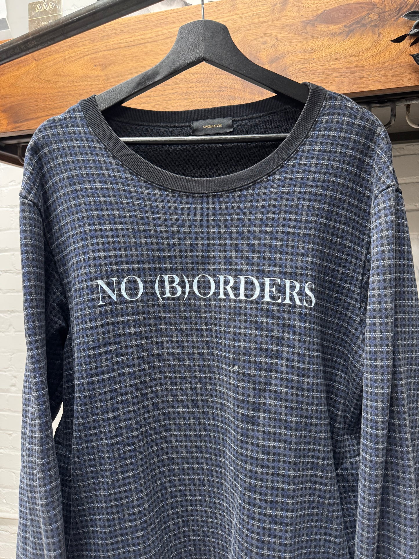 AW2015 Undercover ‘No Borders’ Plaid Crewneck Sweatshirt
