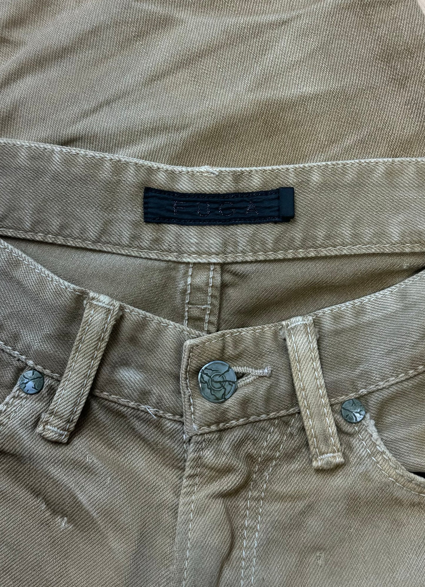 Fuga ‘Sand Brown’ Distressed Flared Denim