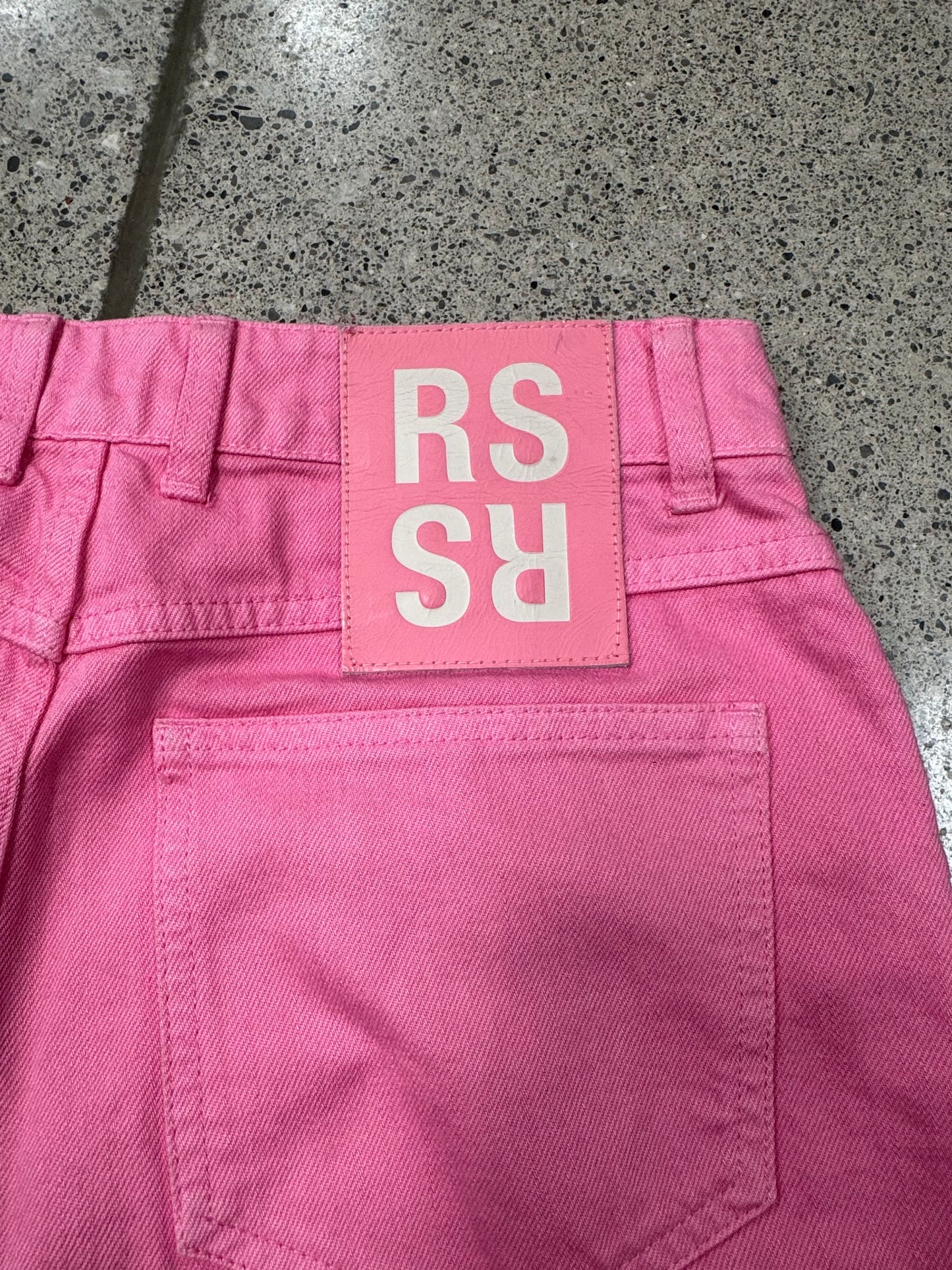 AW2021 Raf Simons Pink RS Leather Patch ‘Workwear’ Denim