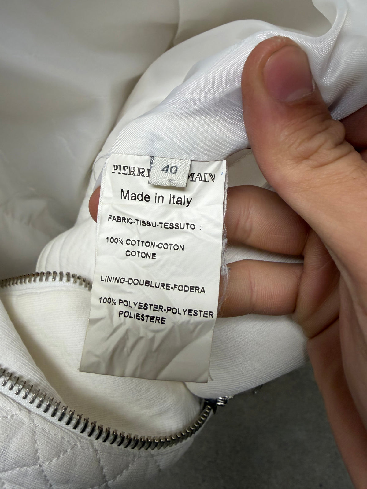 Balmain White ‘Napoleon’ Waistline Cropped Cotton Bomber Jacket