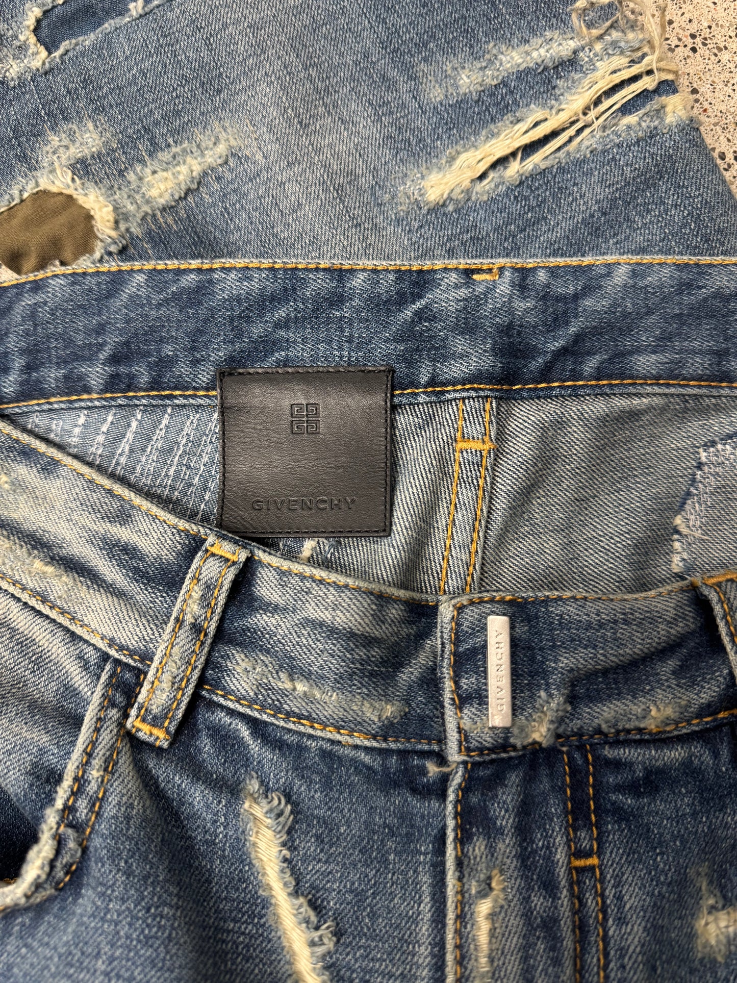 Givenchy Boro Repaired Distressed Moleskin Patched Blue Denim
