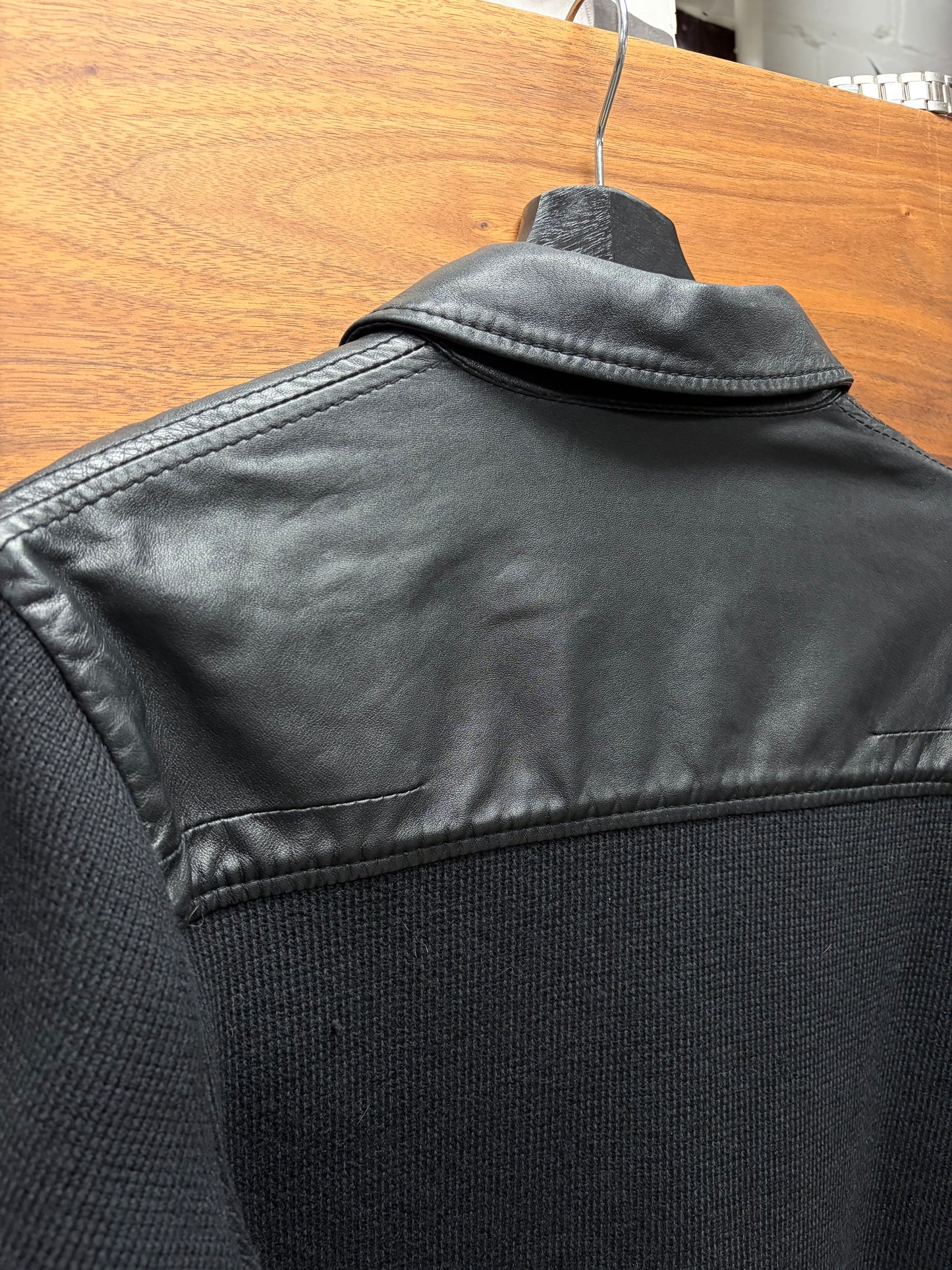 AW2005 Dior Homme by Hedi Slimane ‘In the Morning’ Black Ribbed Wool/Lambskin Leather Jacket