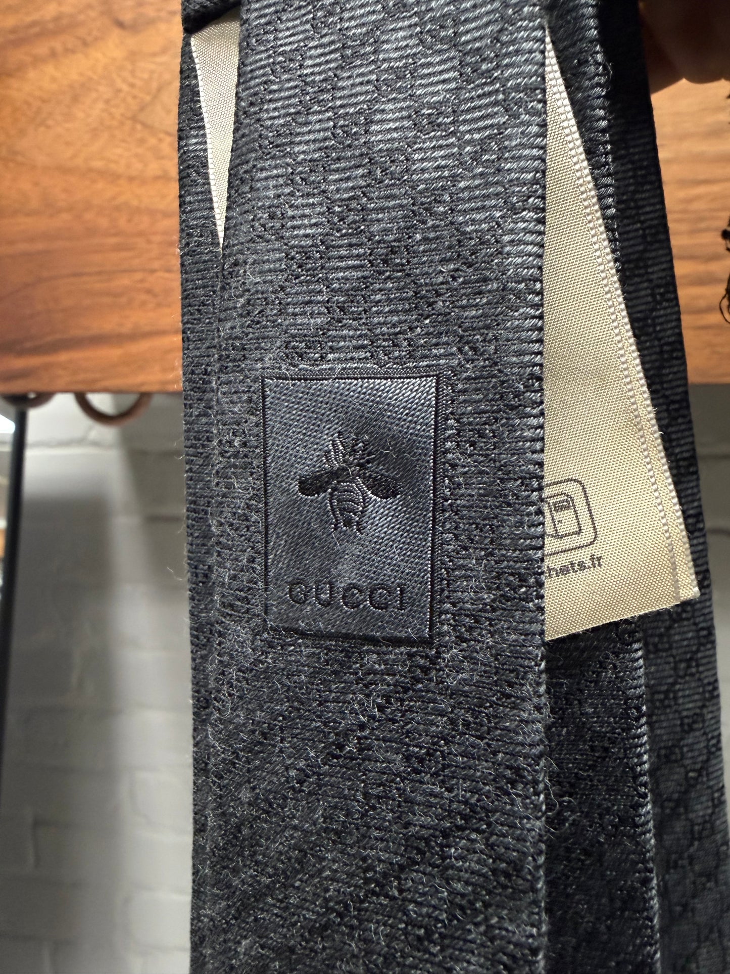 Gucci GG Micro Monogram Grey Silk Tie