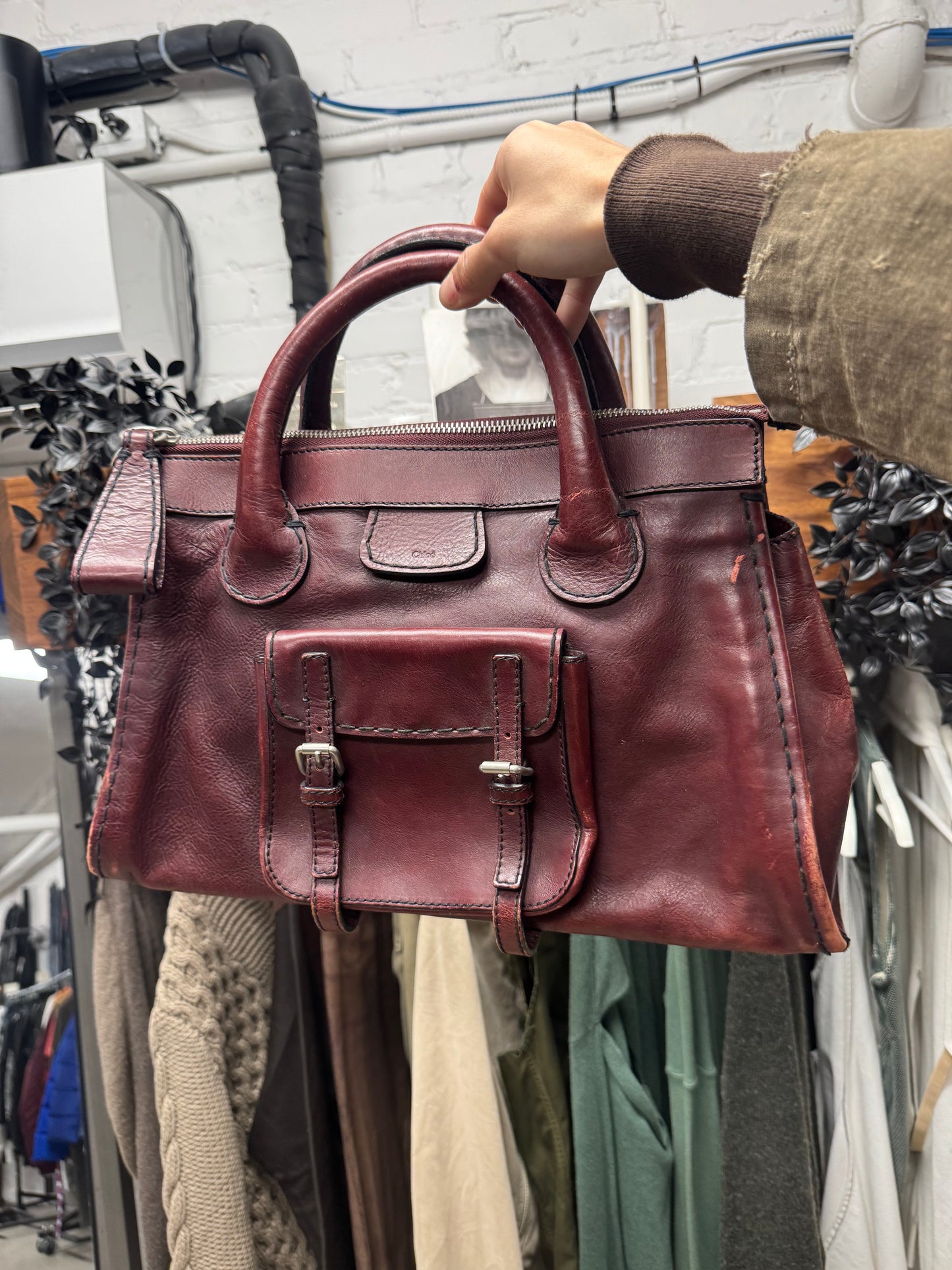 Chloe ‘Edith’ Oxblood Red Leather Top Handle Bag