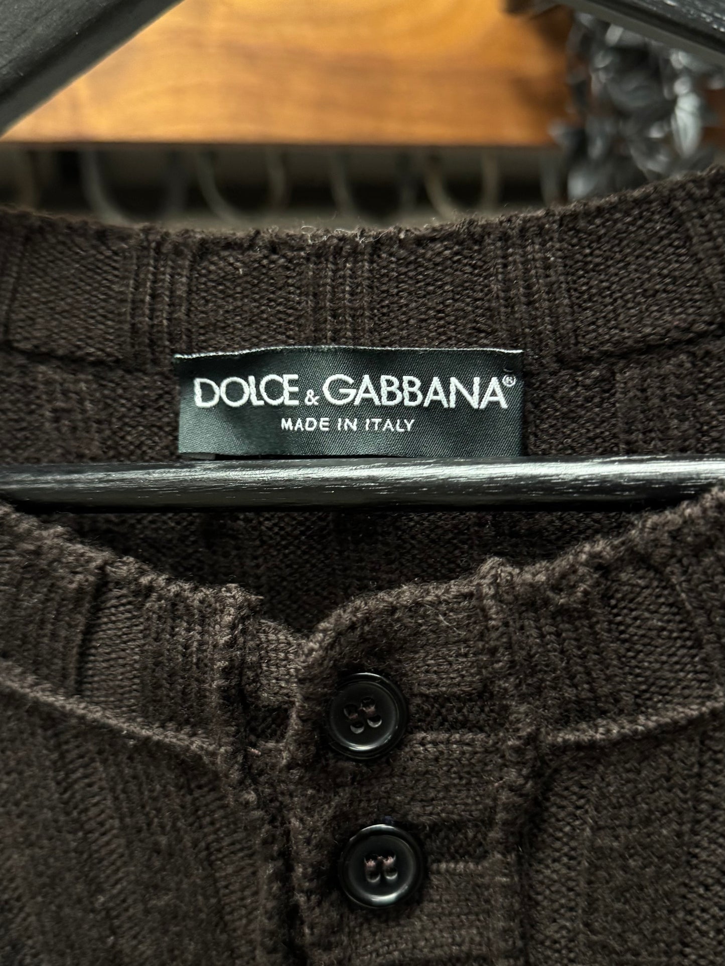 Dolce & Gabbana Mainline ‘Virgin Wool’ Ribbed Henley Sweater