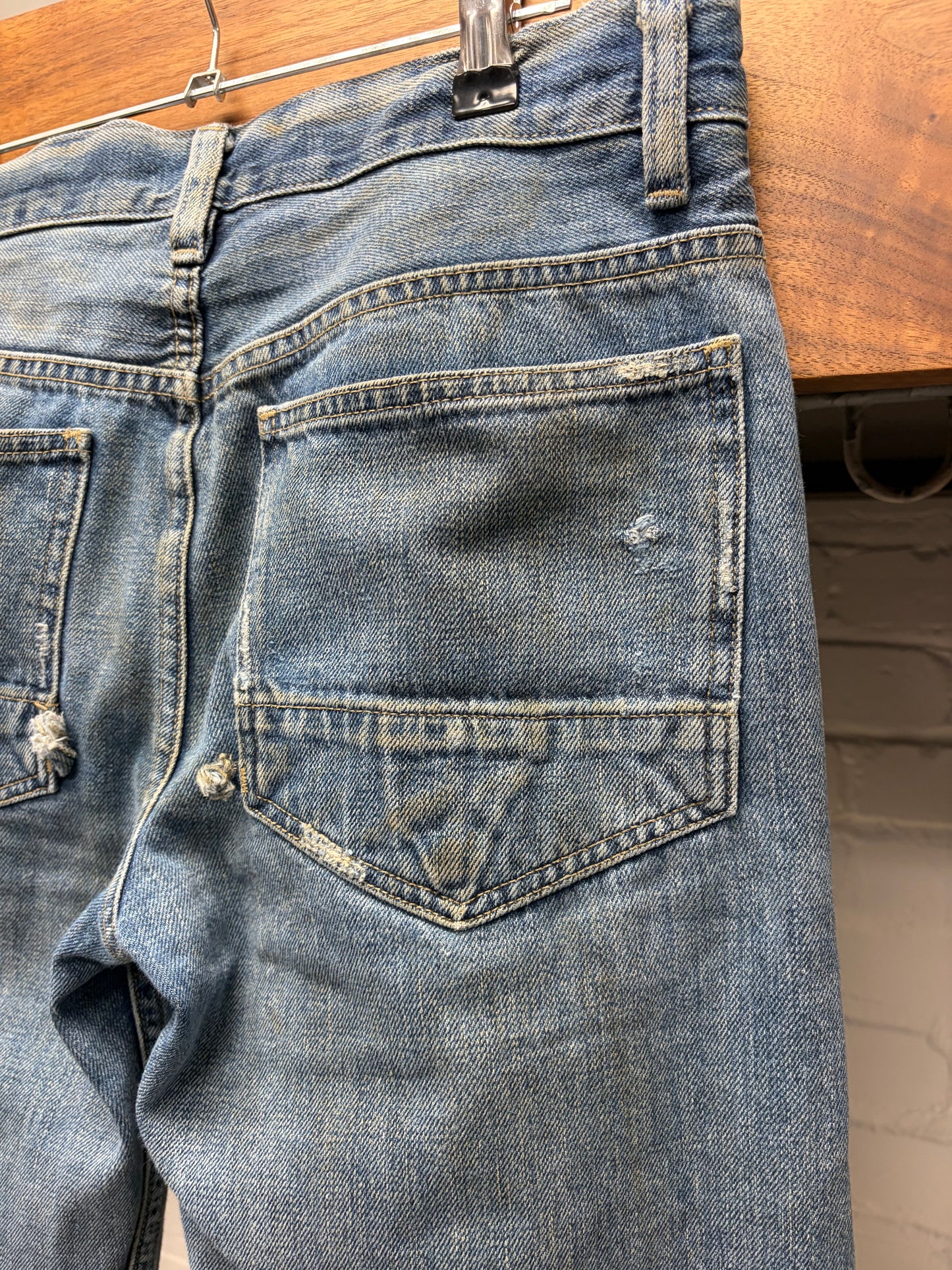 Early 2000s Rick Owens ‘Slab’ Carpenter Pocket Dirt Washed Blue Denim