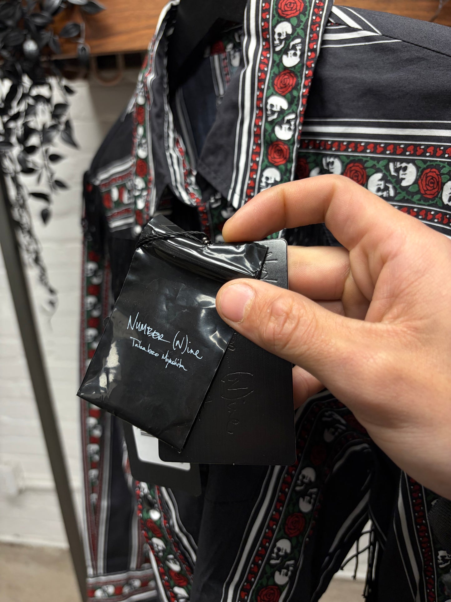 SS2006 Number (N)ine ‘Welcome To The Shadows’ Skulls n’ Roses Button Down Shirt