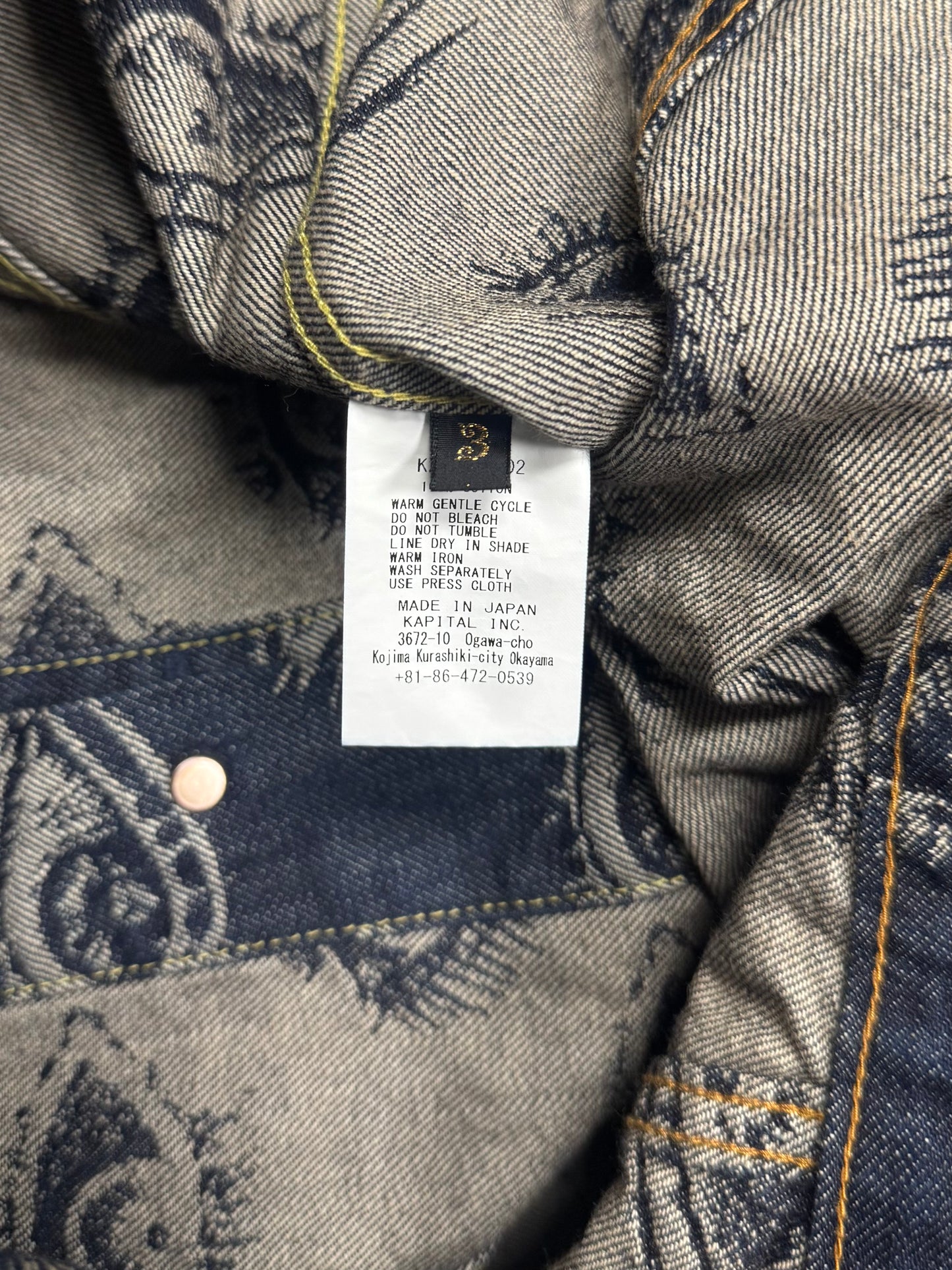 Kapital Jacquard Weave ‘Eyeball’ Denim Trucker Jacket