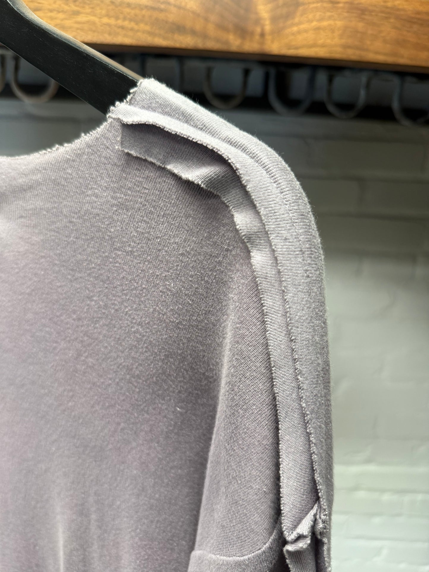 AW1998 Raf Simons ‘Radioactivity’ Skull Graphic Raw Hem ‘Plum’ Faded T-Shirt