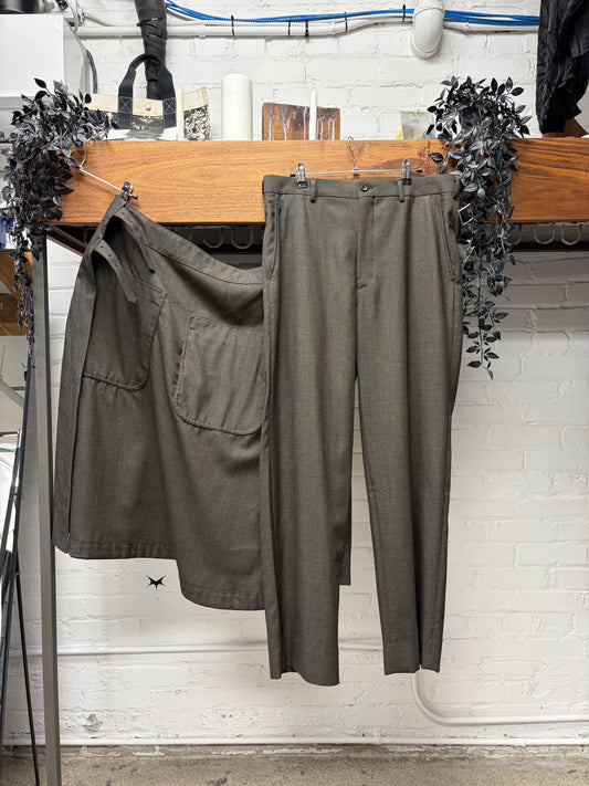 SS2025 Comme Des Garçons Homme Plus Skirted Layer Wool Wide Leg Trousers