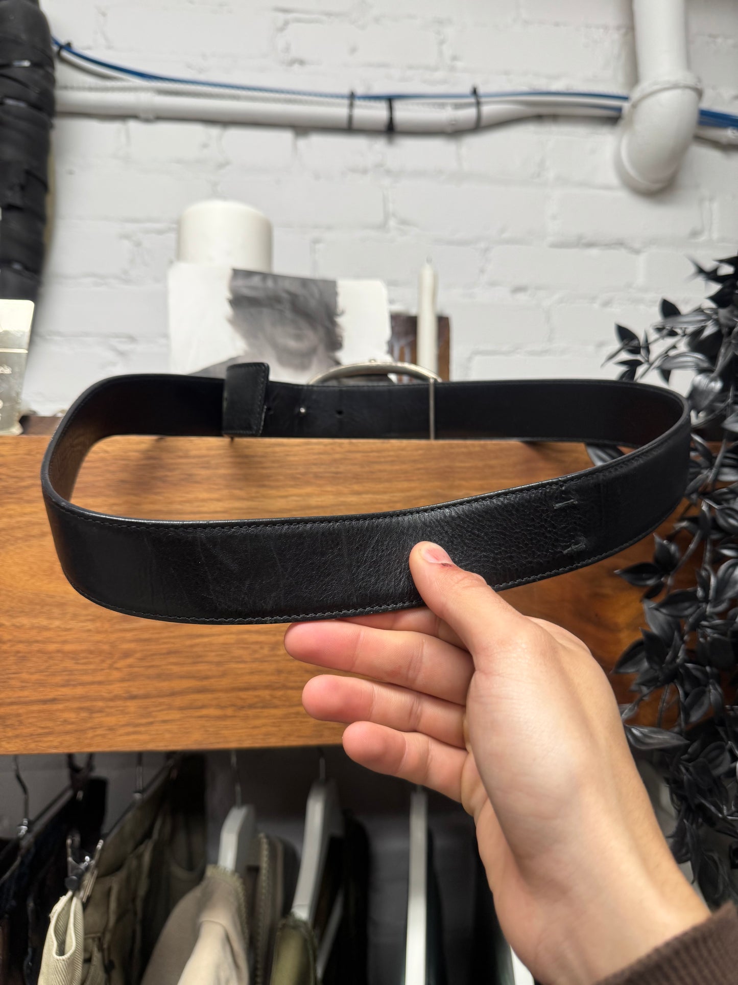 Vintage Yves Saint Laurent ‘YSL’ Logo Buckle Leather Belt