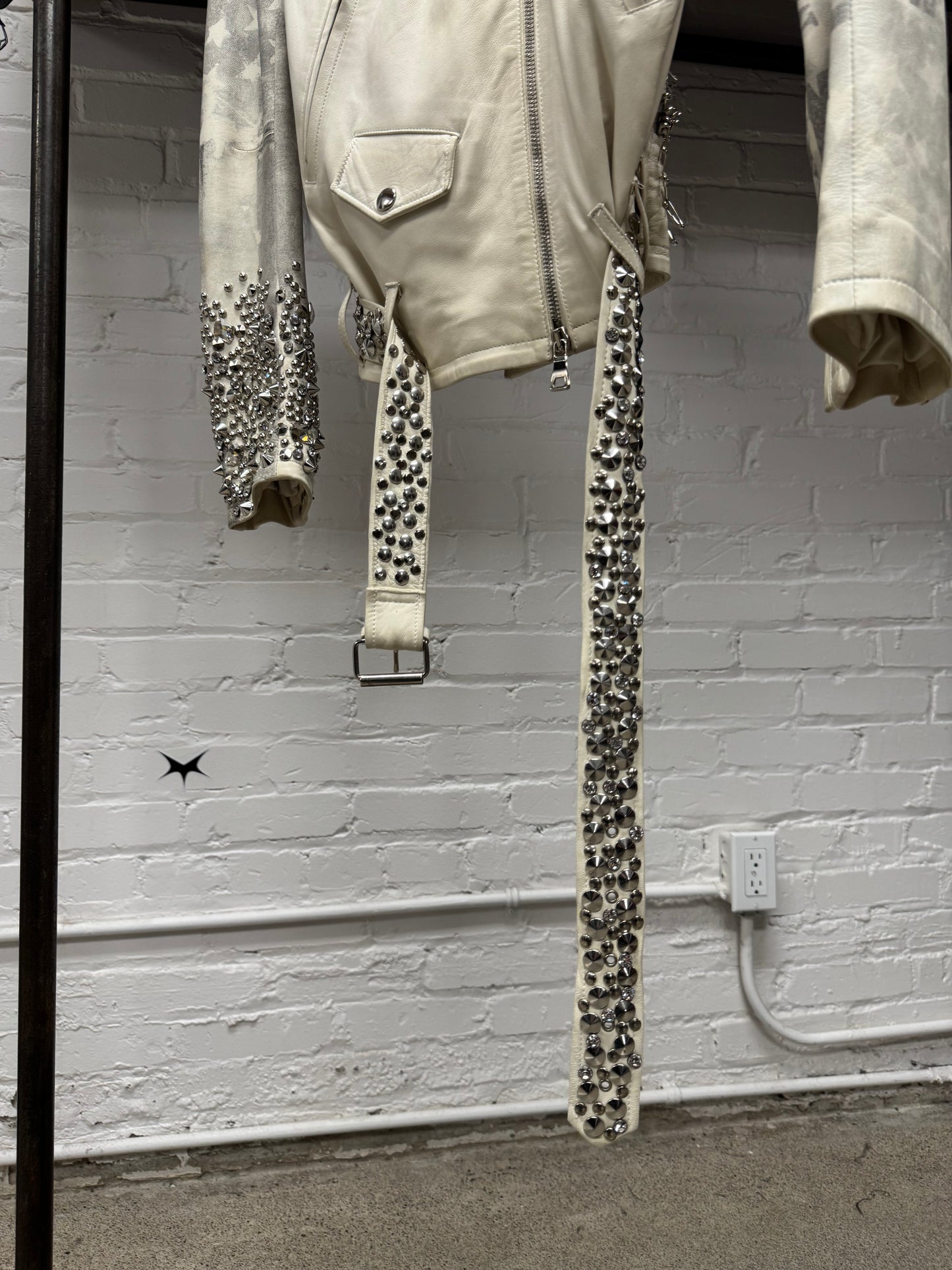 SS2011 Balmain by Christophe Decarnin ‘Safety Pin’ American Flag Leather Biker Jacket