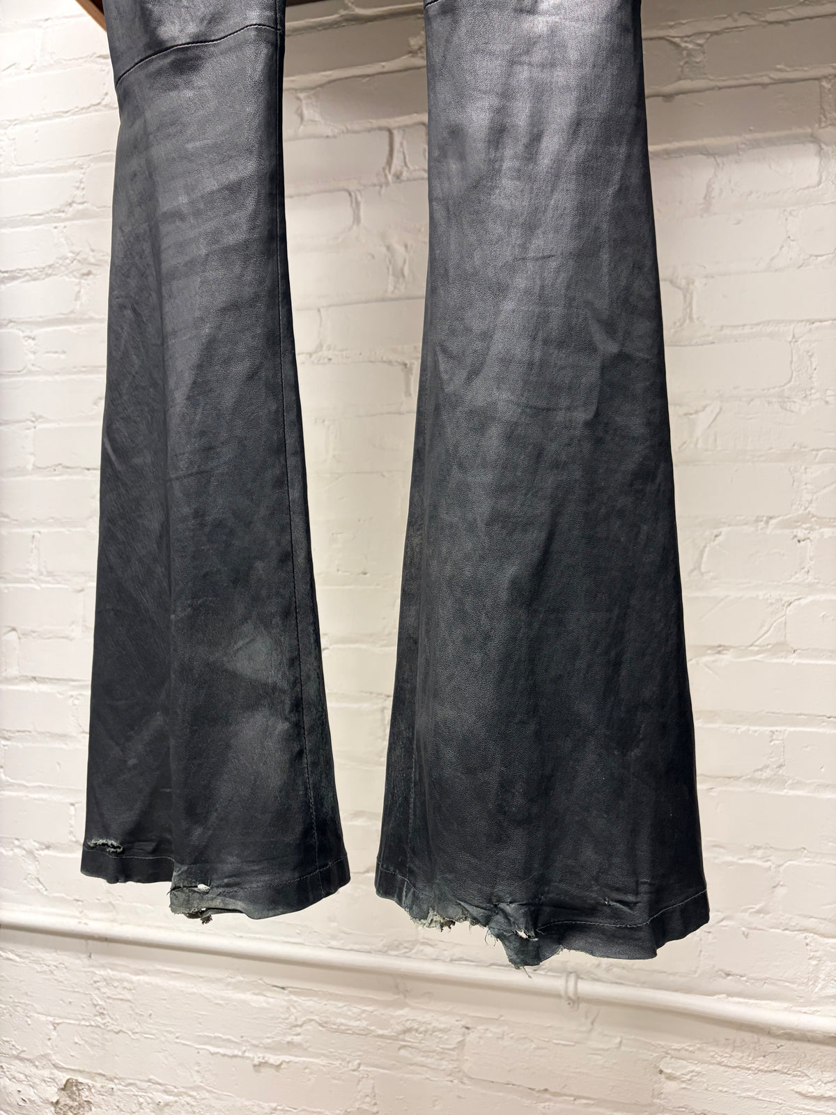 Balmain by Christophe Decarnin Black Lambskin ‘Coin Pocket’ Flared Leg Skinny Leather Pants