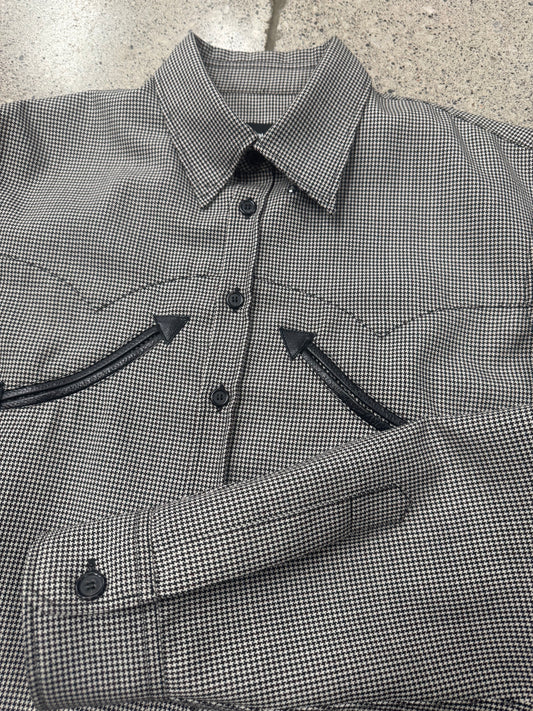 Dsquared2 ‘Houndstooth’ Leather Detailed Western Shirt