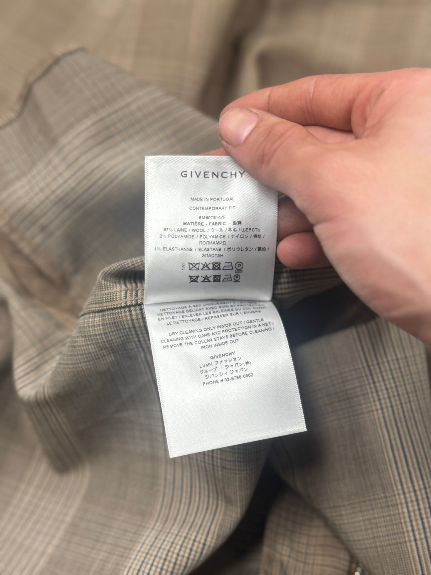 Givenchy Brown Gingham Checkered Windbreaker Jacket