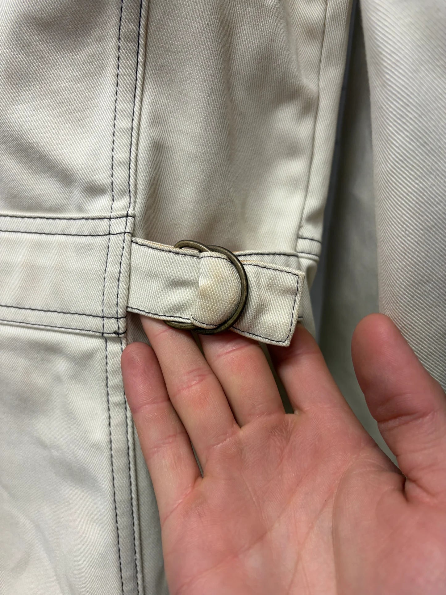 Mid 2000s Gucci by Frida Giannini Western Denim Cream White Work Jacket