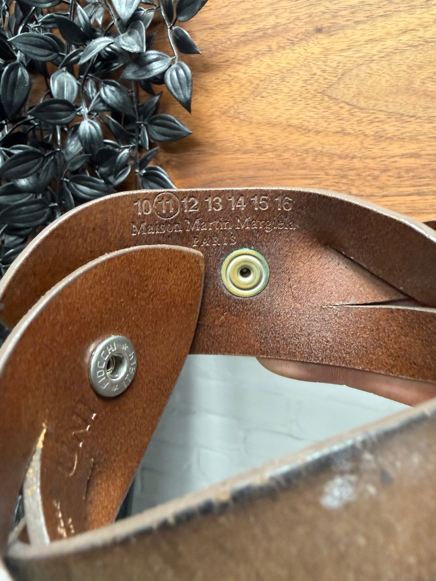 Maison Margiela ‘Woven’ Brown Calfskin Leather Bracelet