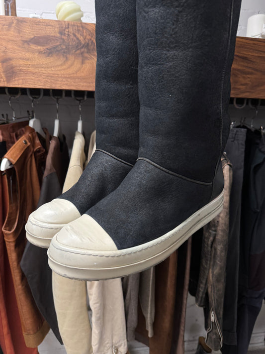 Rick Owens Blistered Suede ‘Creeper’ Shearling Lined Sneakers