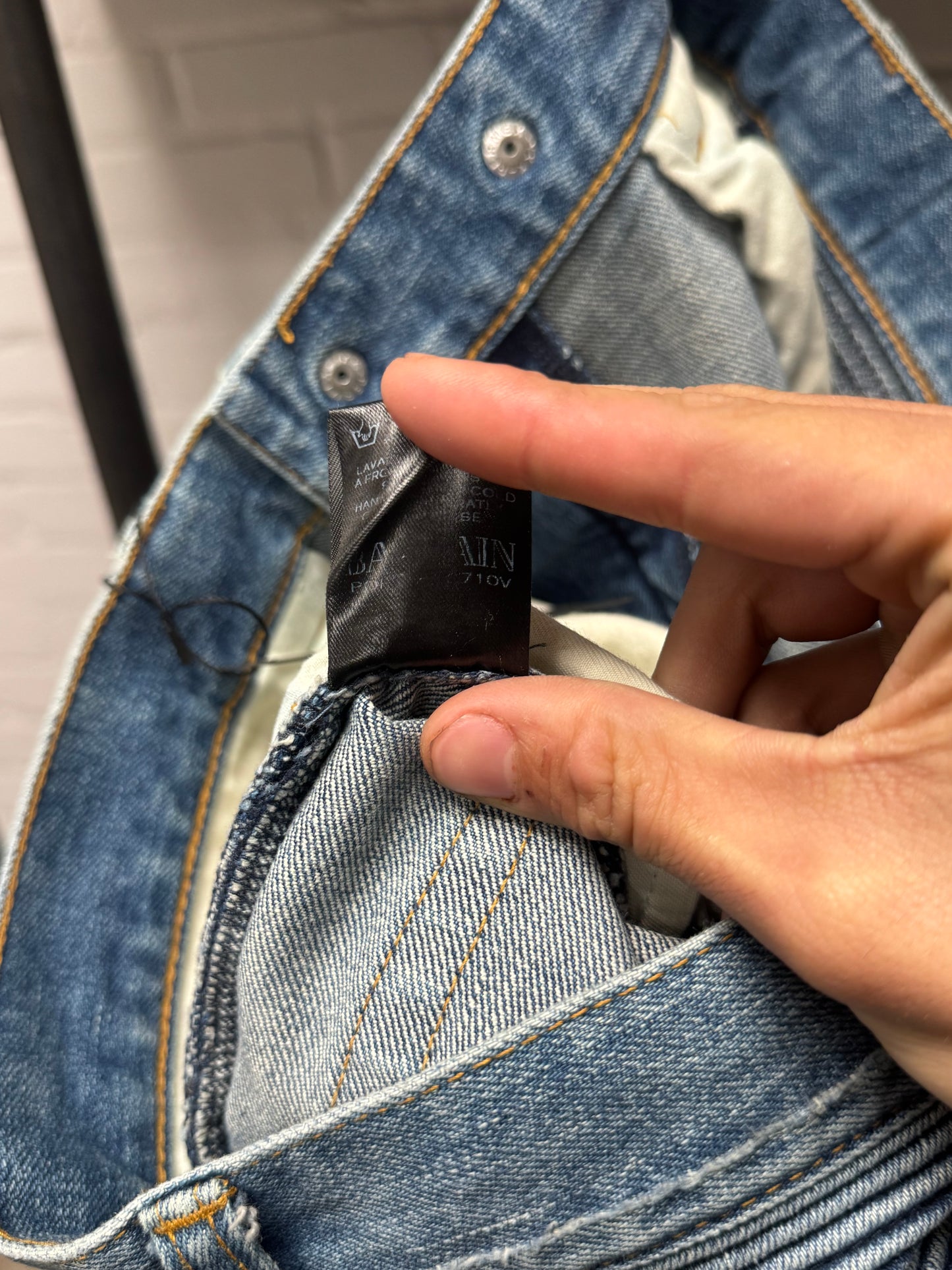 2010s Balmain Washed Blue ‘Biker Knee’ Zipper Detailed Denim