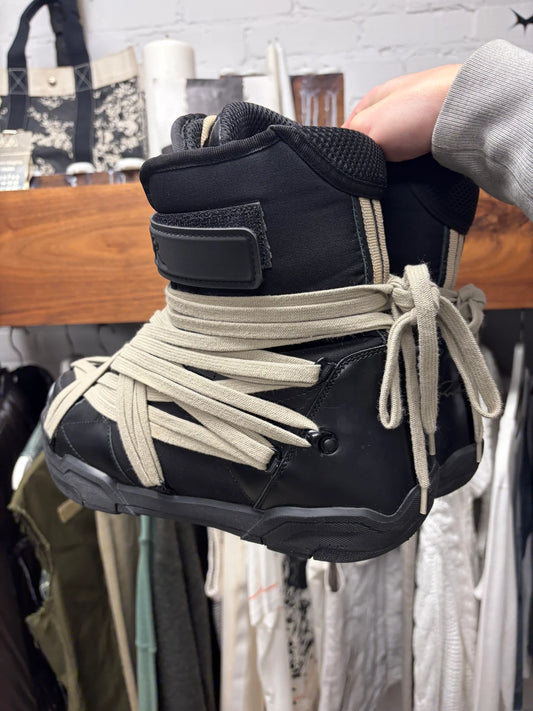 Rick Owens x Moncler ‘Amber’ Black Leather Multi-Lace Snow Boots