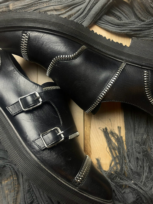 Giuseppe Zanotti Crepe Sole Leather Zipper Derbies