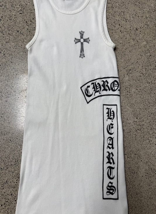 Vintage Chrome Hearts ‘T-Bar’ Cross Logo Ribbed Tank Top