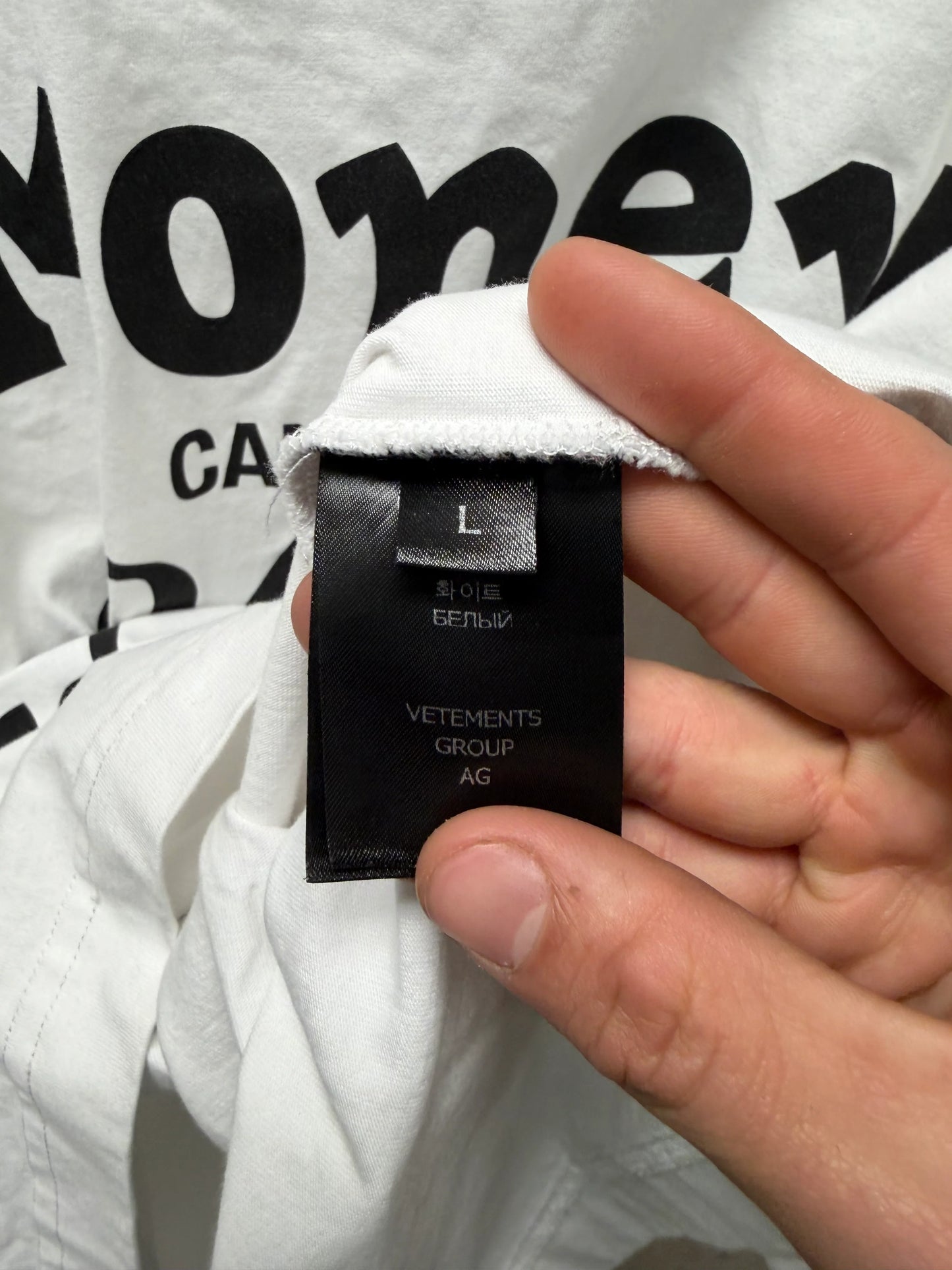 Vetements ‘Materialist’ Oversized White Graphic T-Shirt