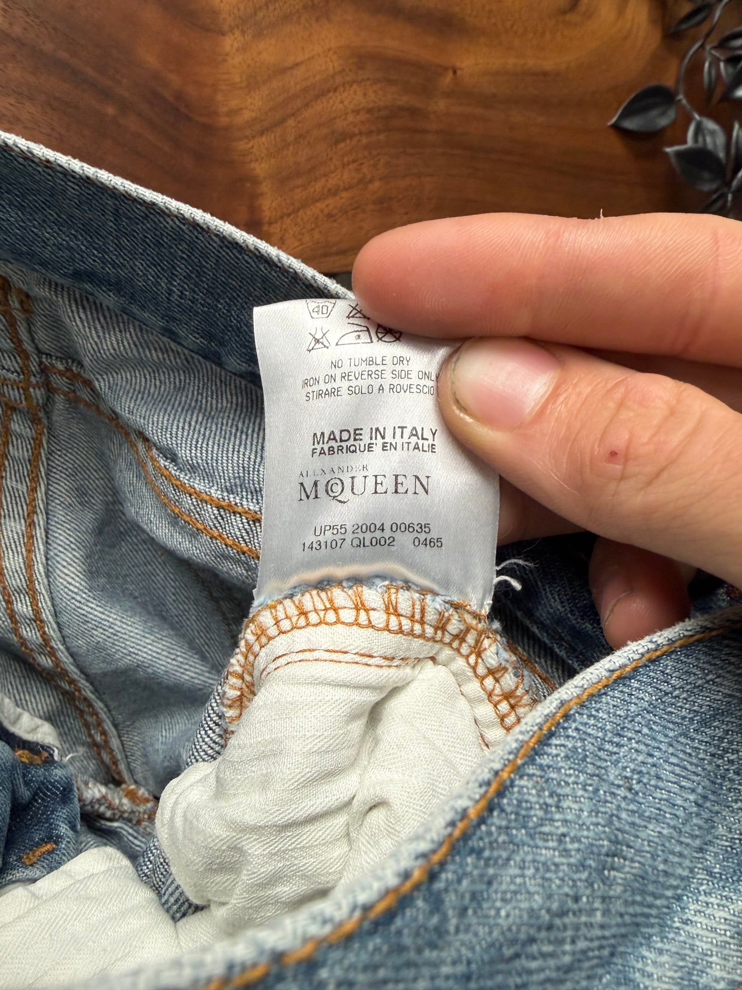 2004 Alexander McQueen Low Rise Light Wash Blue Skinny Jeans