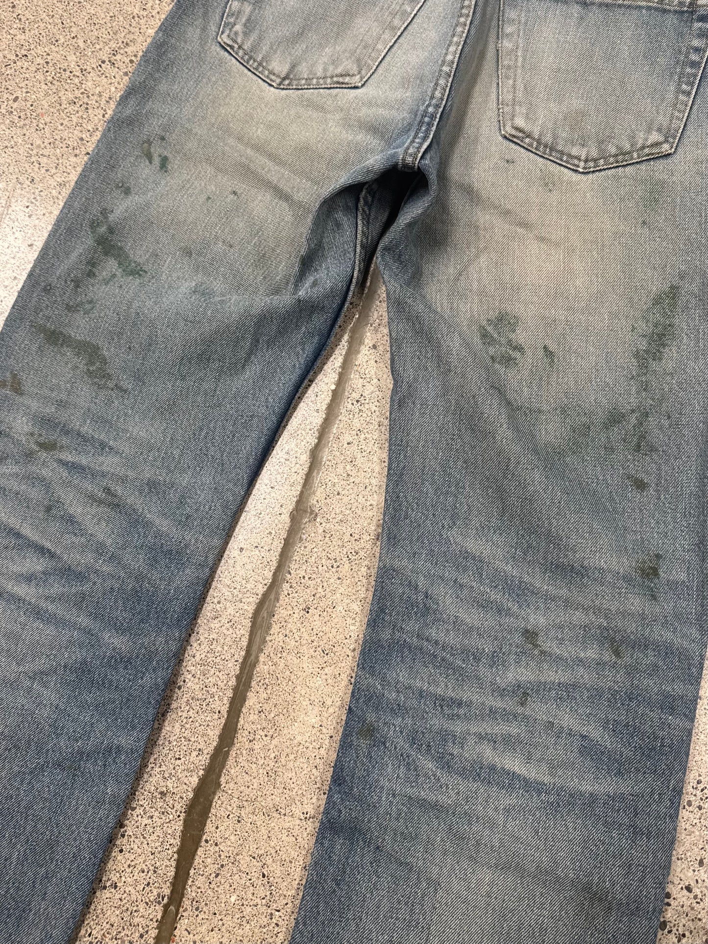 1999 Helmut Lang ‘Painter’ Washed Blue/Green Bootcut Denim