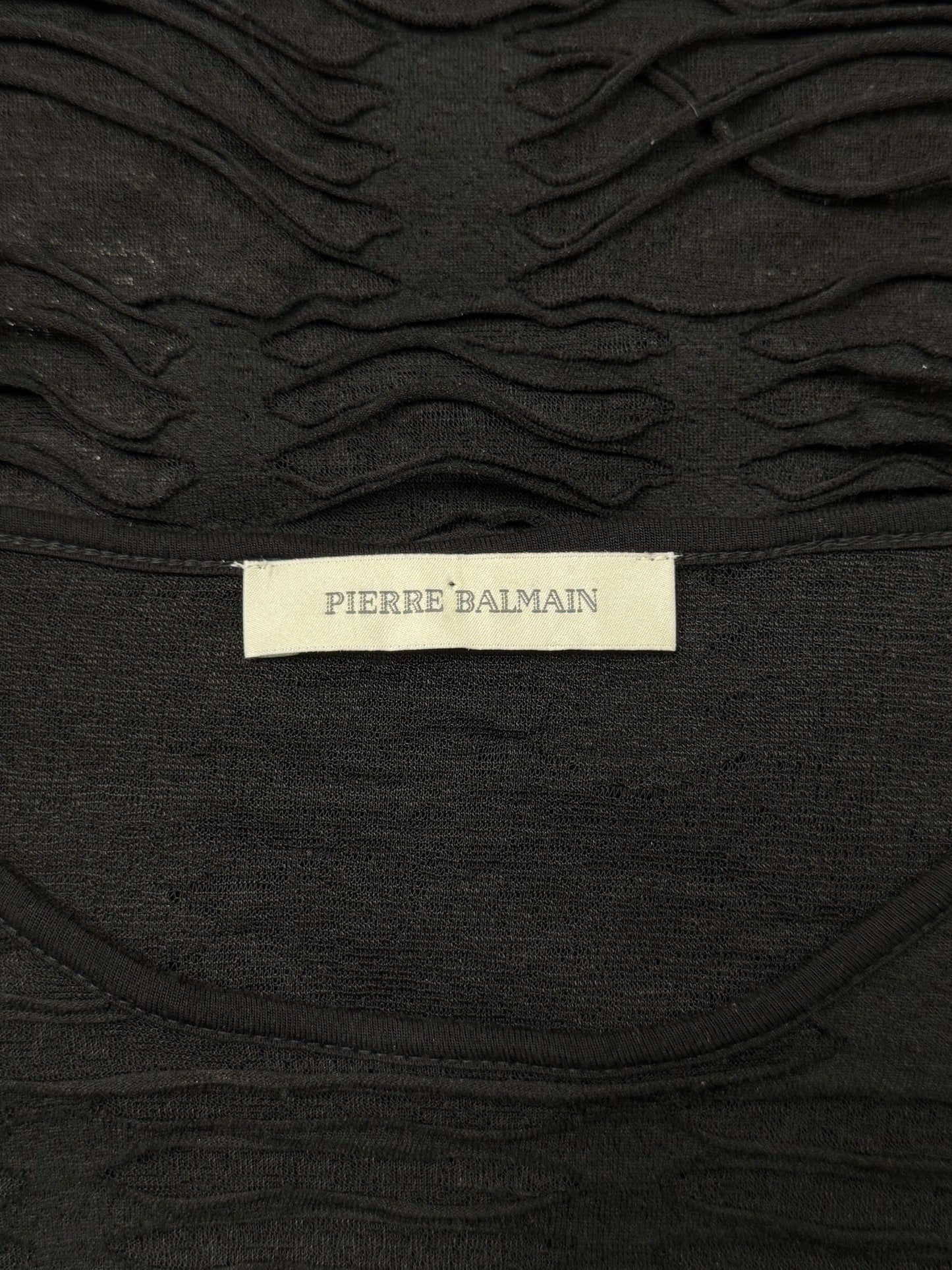Balmain Loose Gauge Black Distressed Mesh Layered Sweater