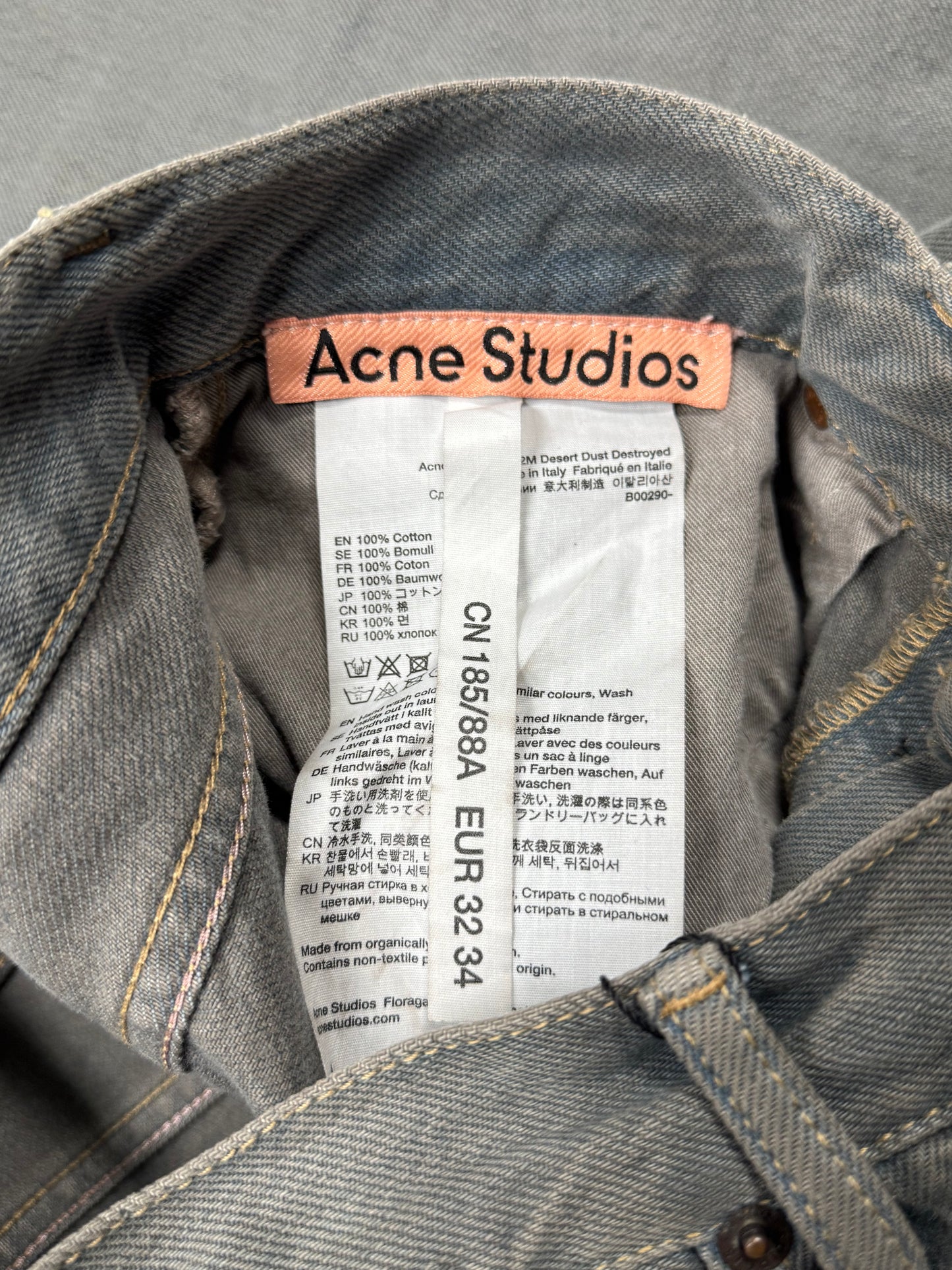 Acne Studios Flared Cut Distressed Grey Denim
