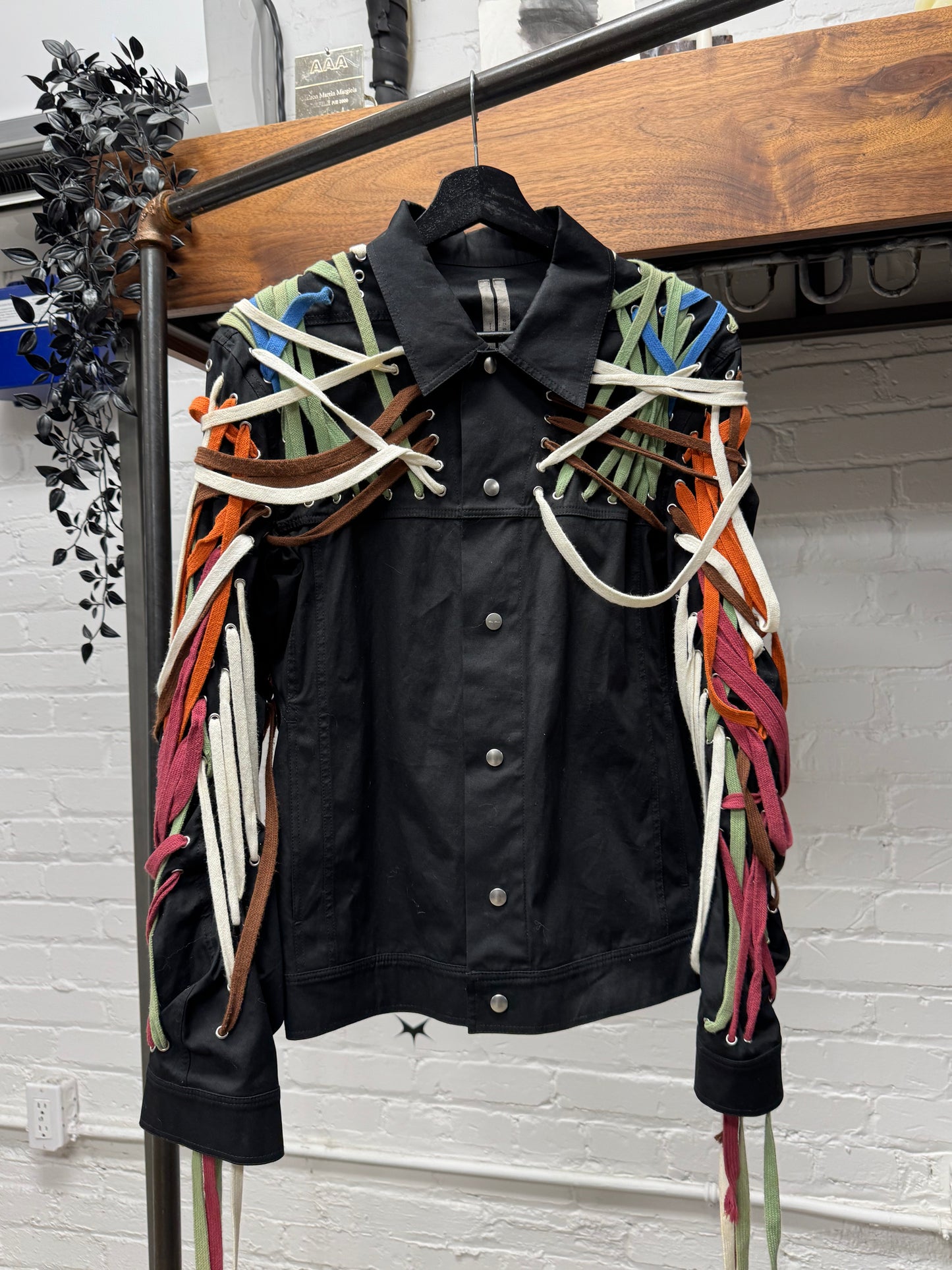SS2020 Rick Owens ‘Tecuatl’ Megalace Black Trucker Jacket