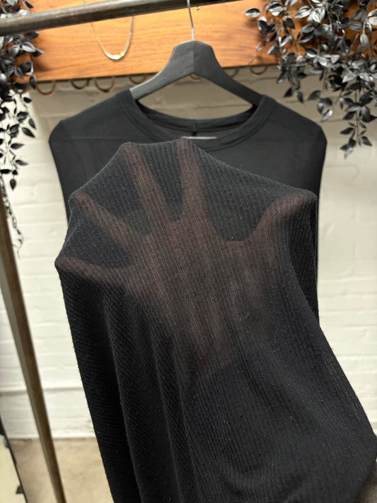 AW2016 Rick Owens ‘Mastadon’ Ribbed Black Long Sleeve Shirt